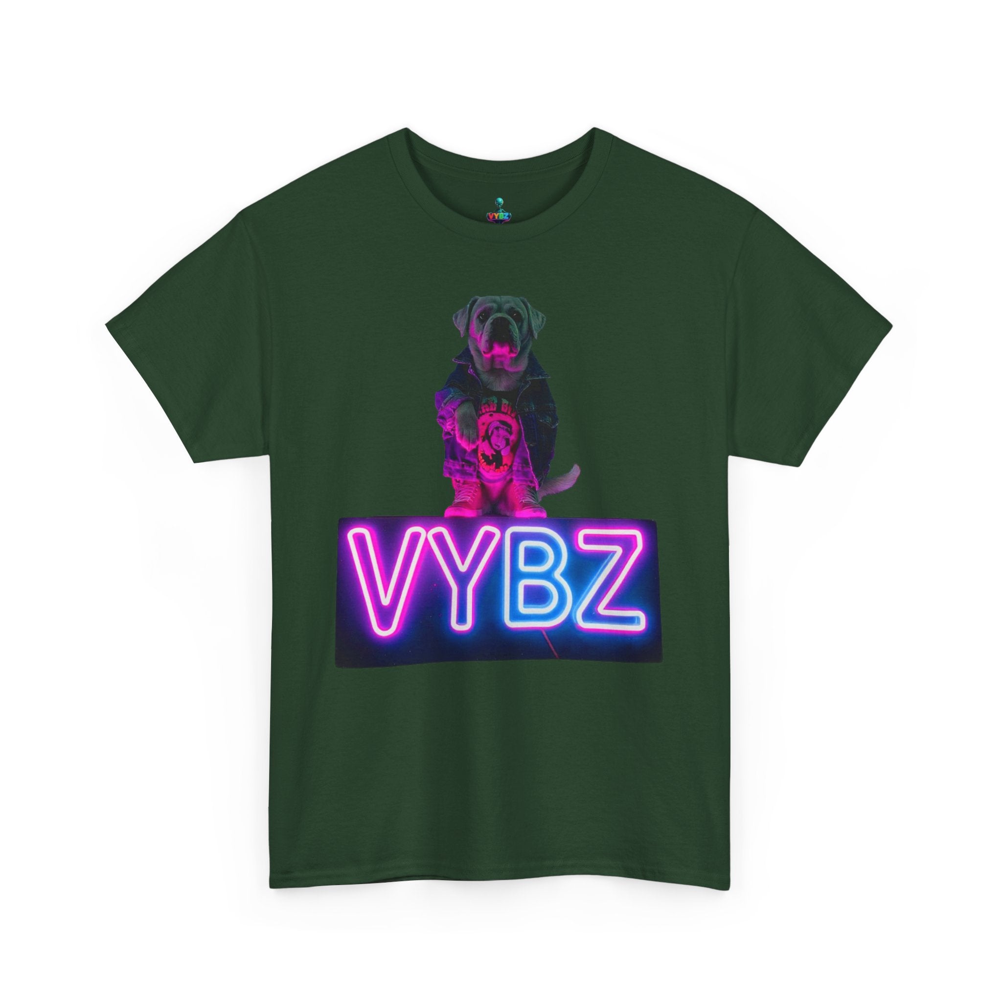 Neon Dog VYBZ Tee, Unisex Heavy Cotton T-Shirt, Casual Wear, Pet Lovers Gift, Streetwear Style, Dog Lover Apparel