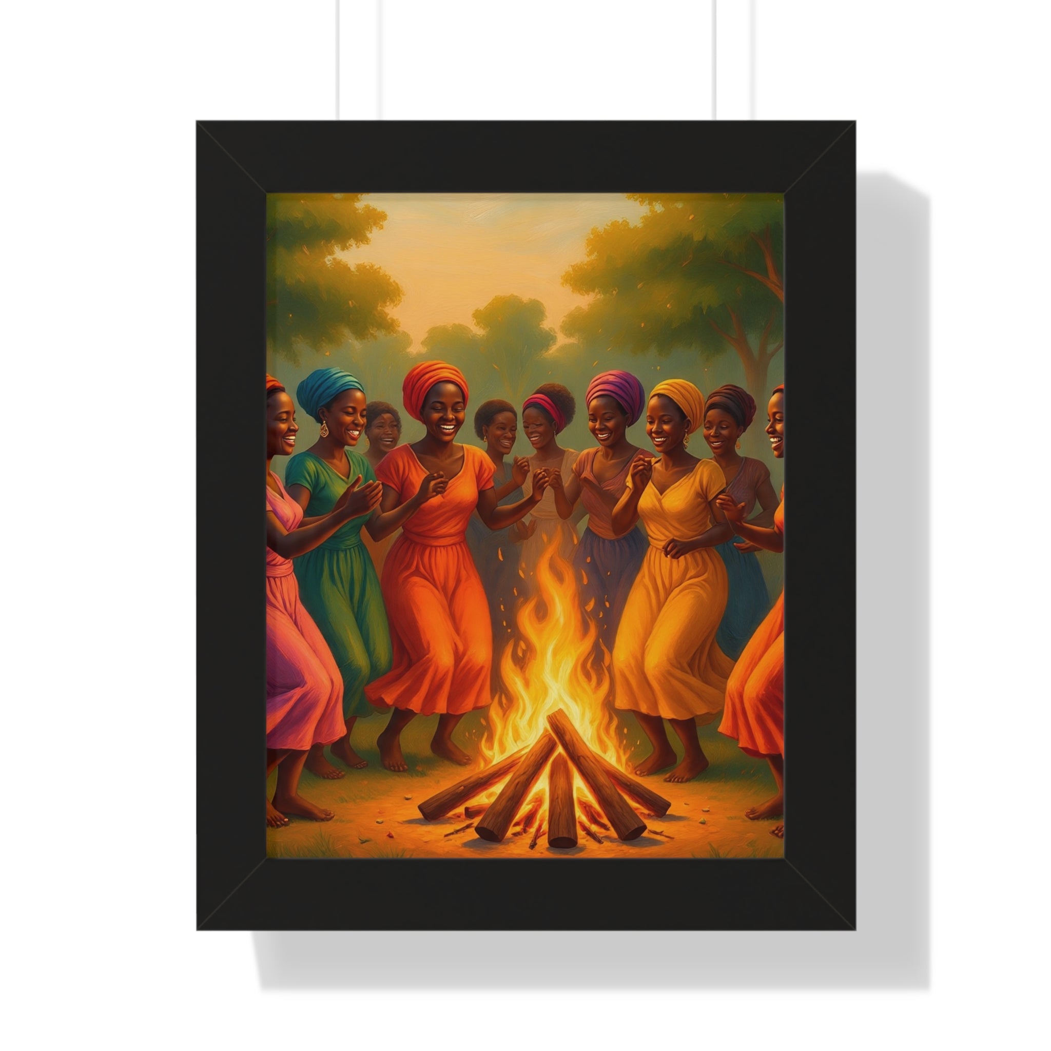 African Women Dance Bonfire Poster