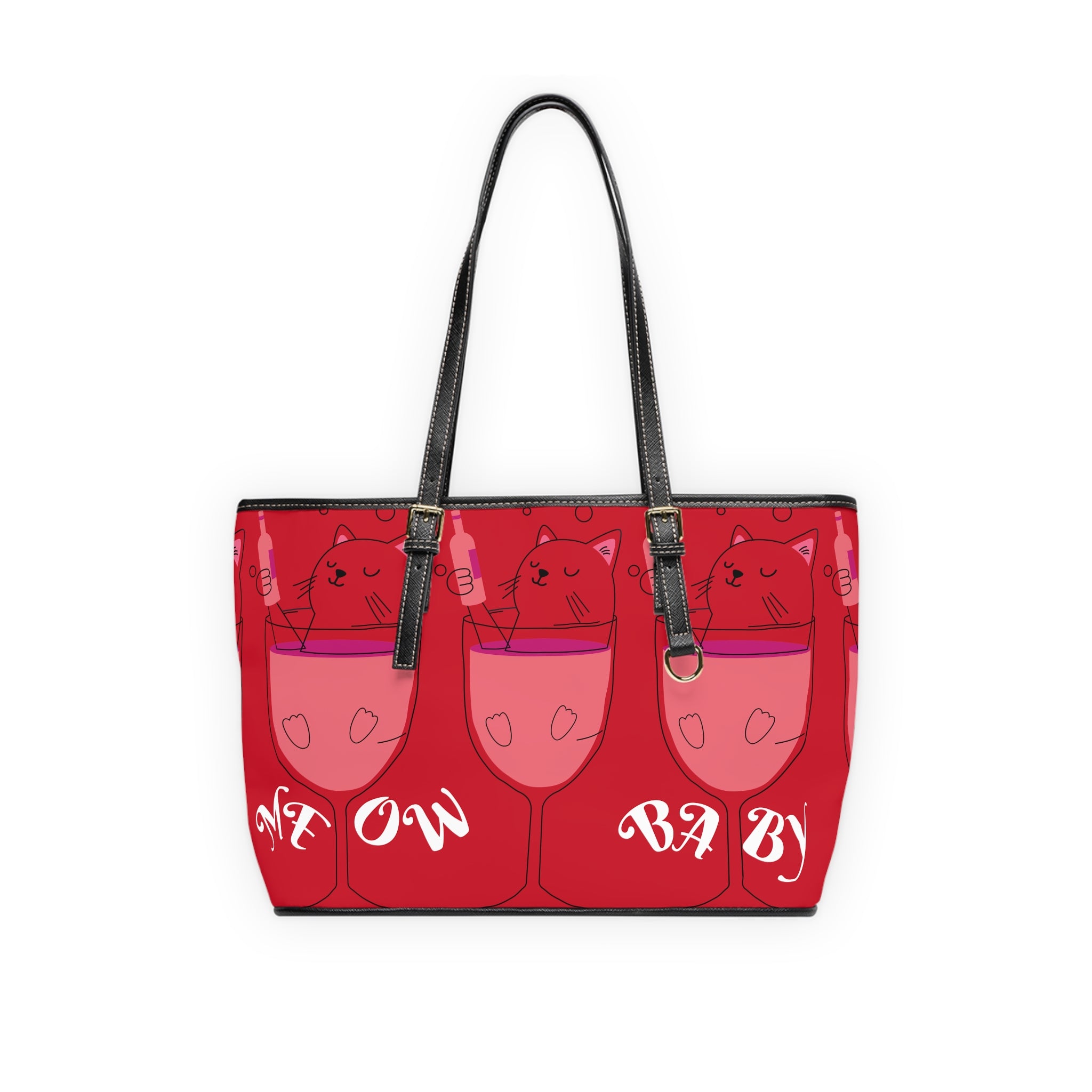 VYBZ Quirky Cat-Themed Shoulder Bag, Cat Lover Tote, Gift for Cat Enthusiasts, Trendy Purse for Parties, Fun Bag for Wine Lovers