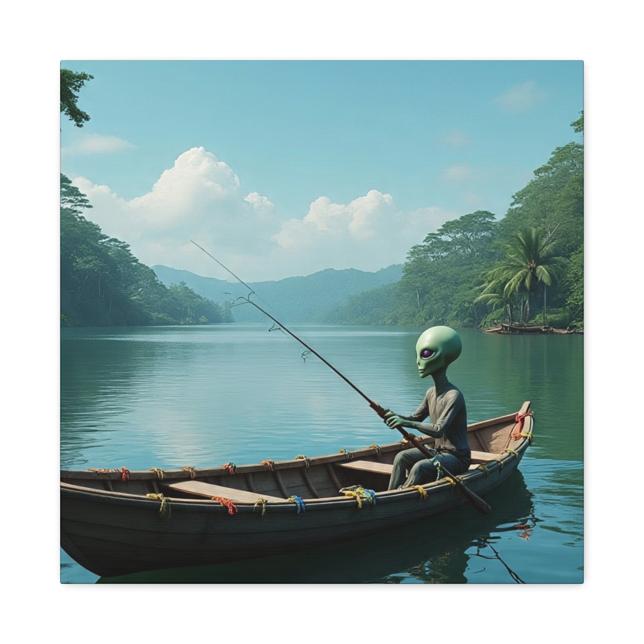 Alien Fishing Canvas Art