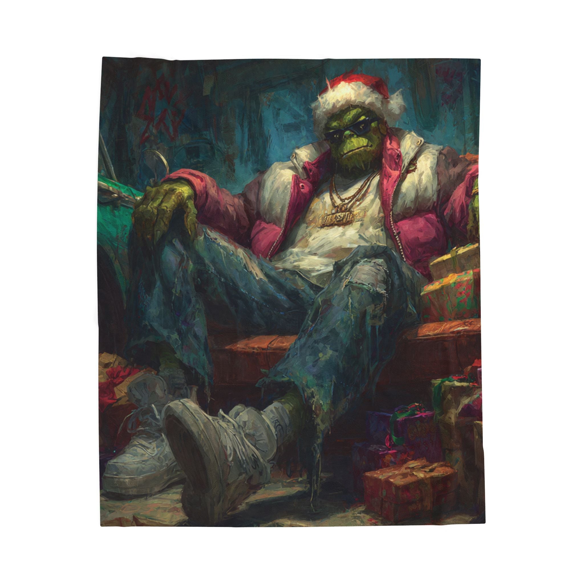 Grinch Streetwear Velveteen Plush Blanket – Holiday Cozy Throw