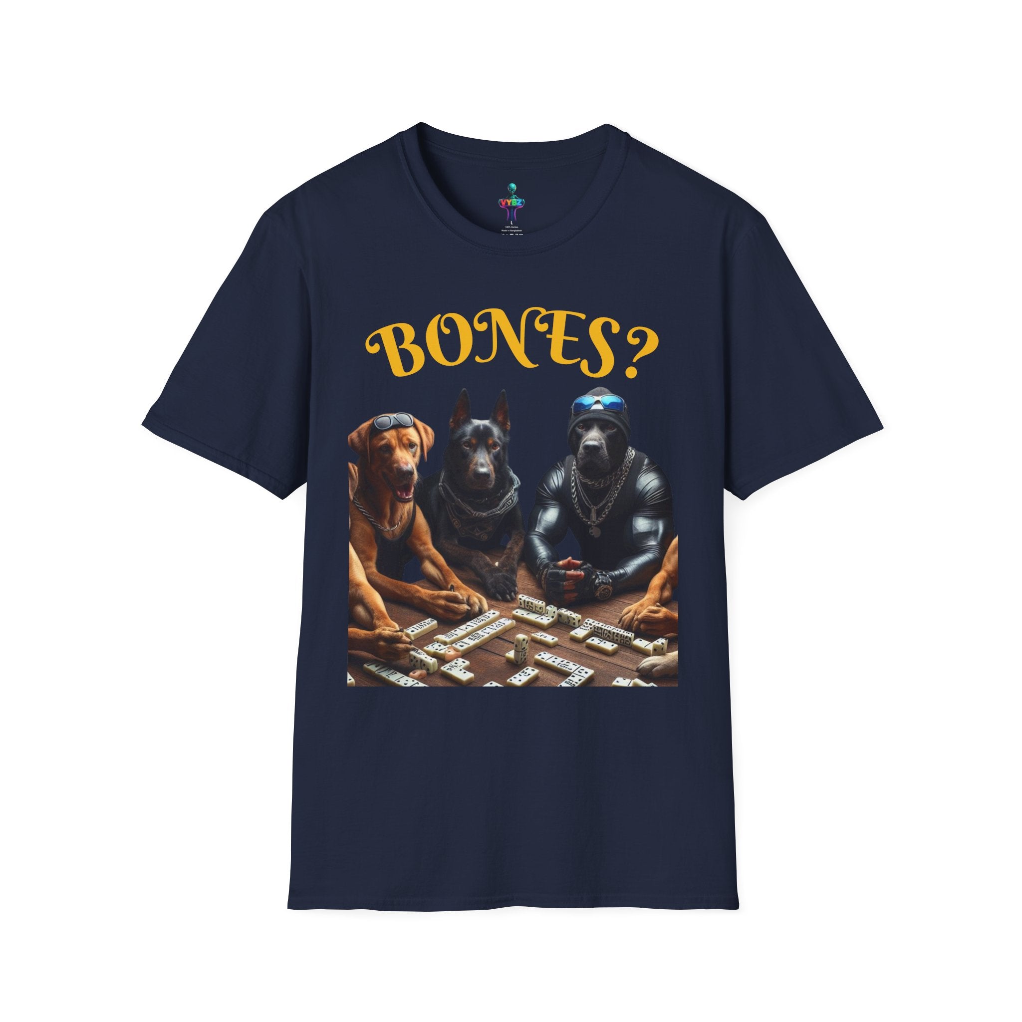 Softstyle T-Shirt with VYBZ Dogs Playing Dominos Urban Slang Design