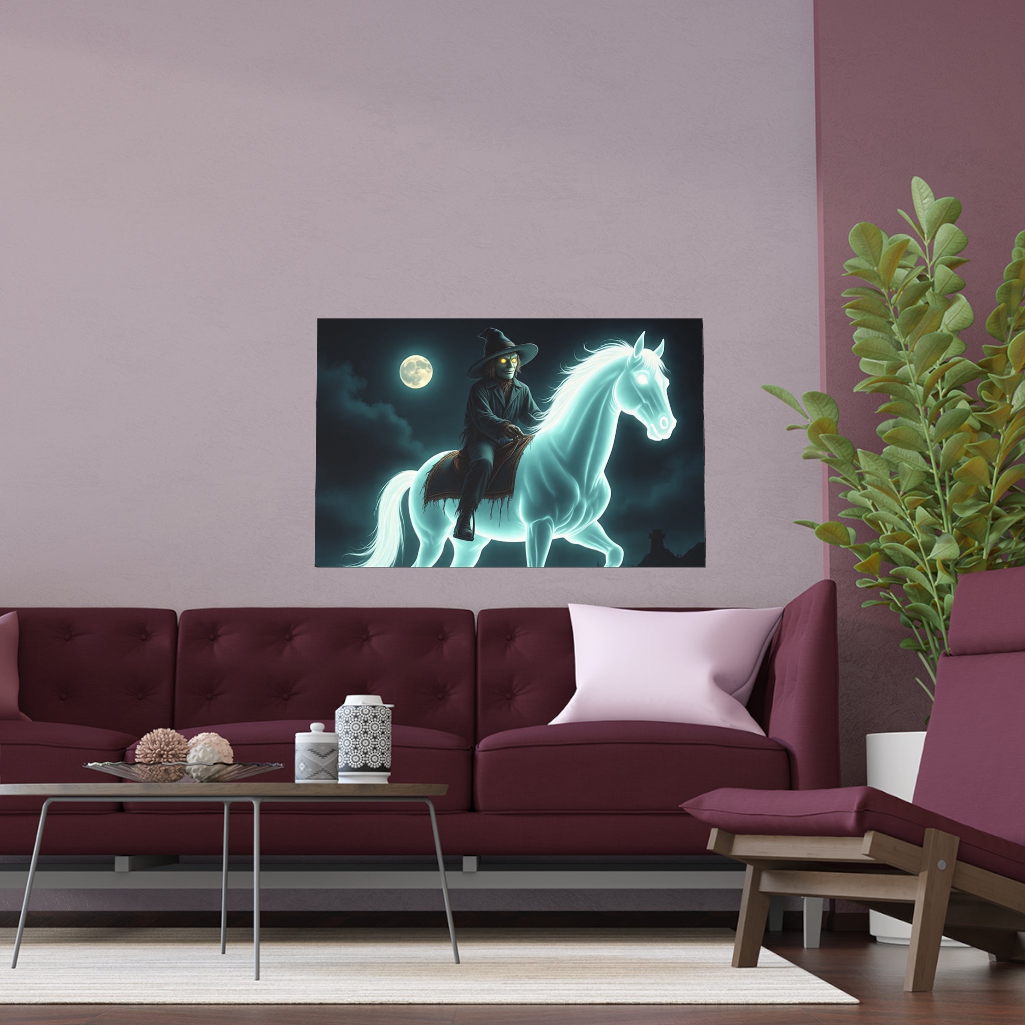 Mystical Wizard Horse Silk Poster, Home Decor, Halloween Art, Wall Art, Gift for Horse Lovers, Indoor and Outdoor Decoration