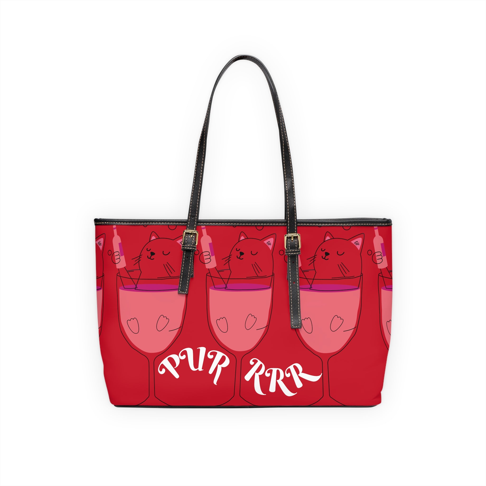 VYBZ Quirky Cat-Themed Shoulder Bag, Cat Lover Tote, Gift for Cat Enthusiasts, Trendy Purse for Parties, Fun Bag for Wine Lovers