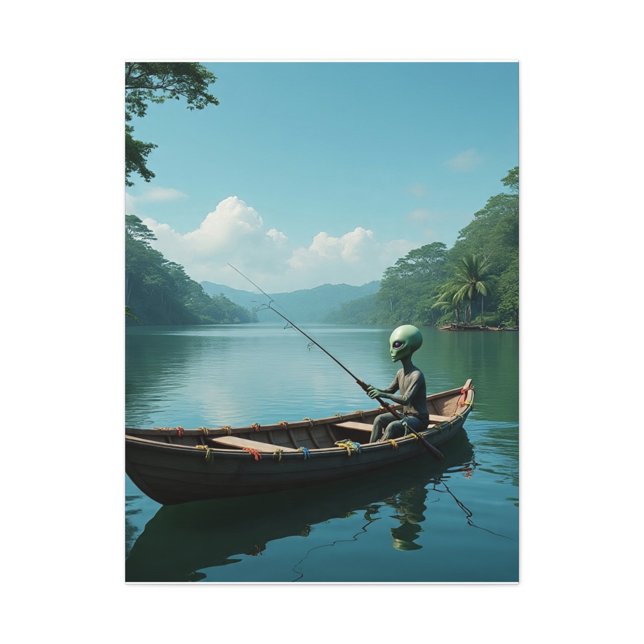 Alien Fishing Canvas Art