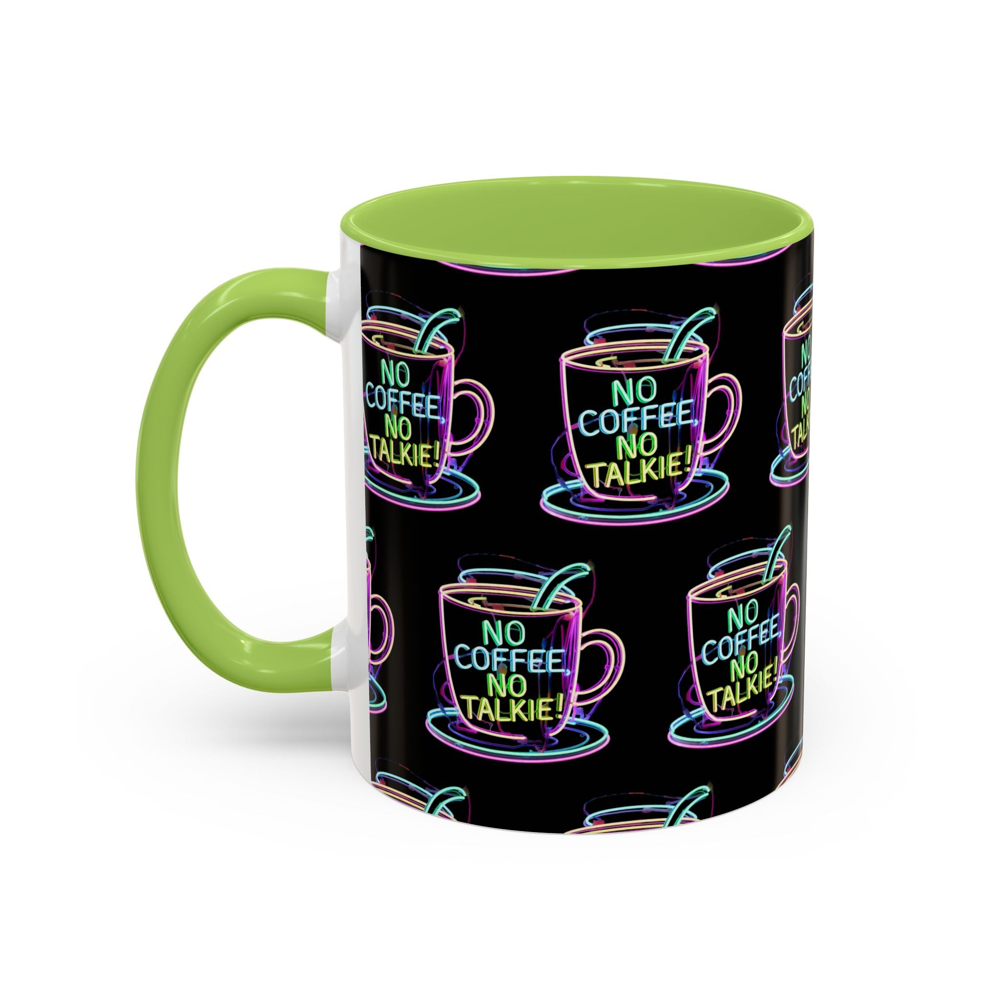 Coffee Mug — "No Coffee No Talkie" Neon Accent Mug