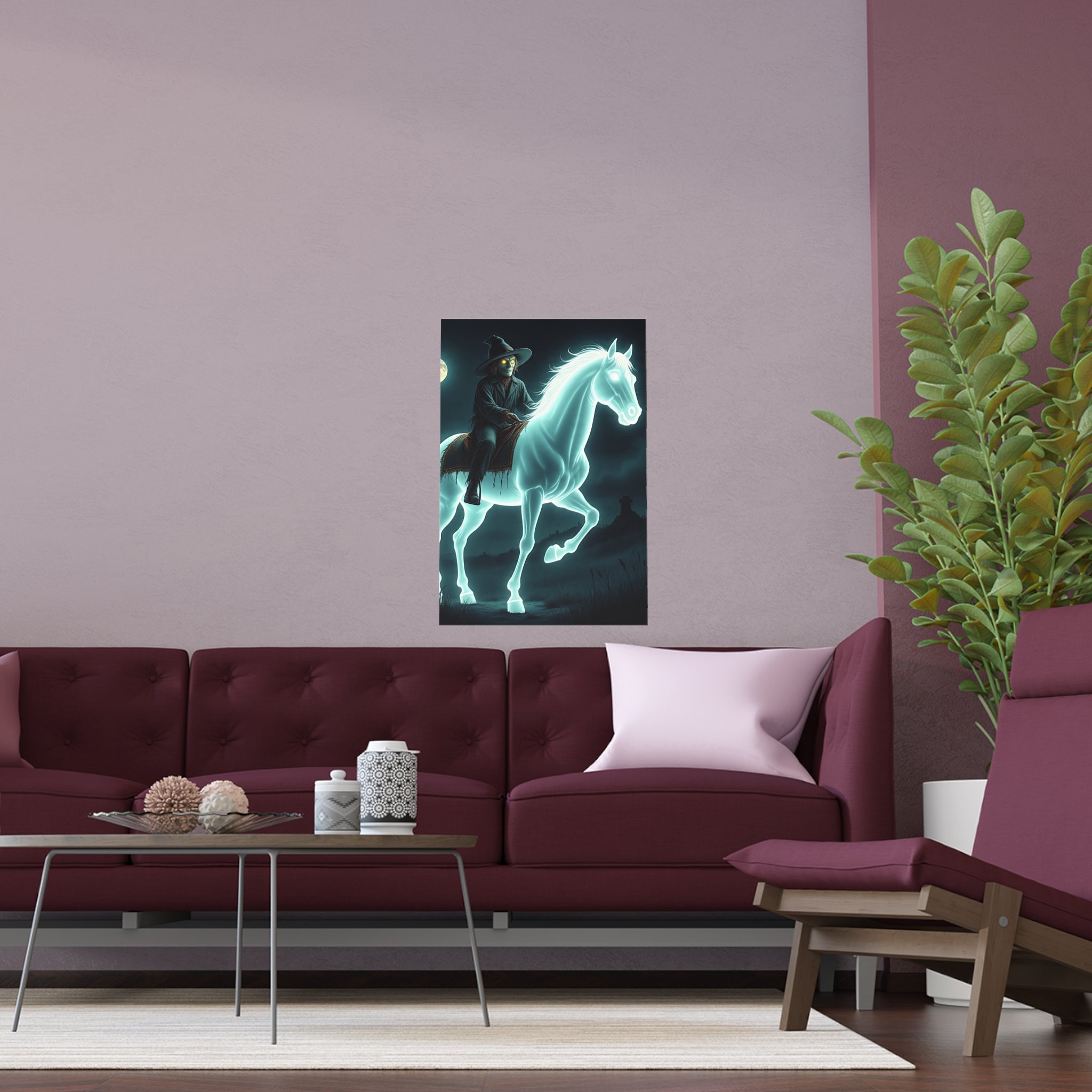 Mystical Wizard Horse Silk Poster, Home Decor, Halloween Art, Wall Art, Gift for Horse Lovers, Indoor and Outdoor Decoration