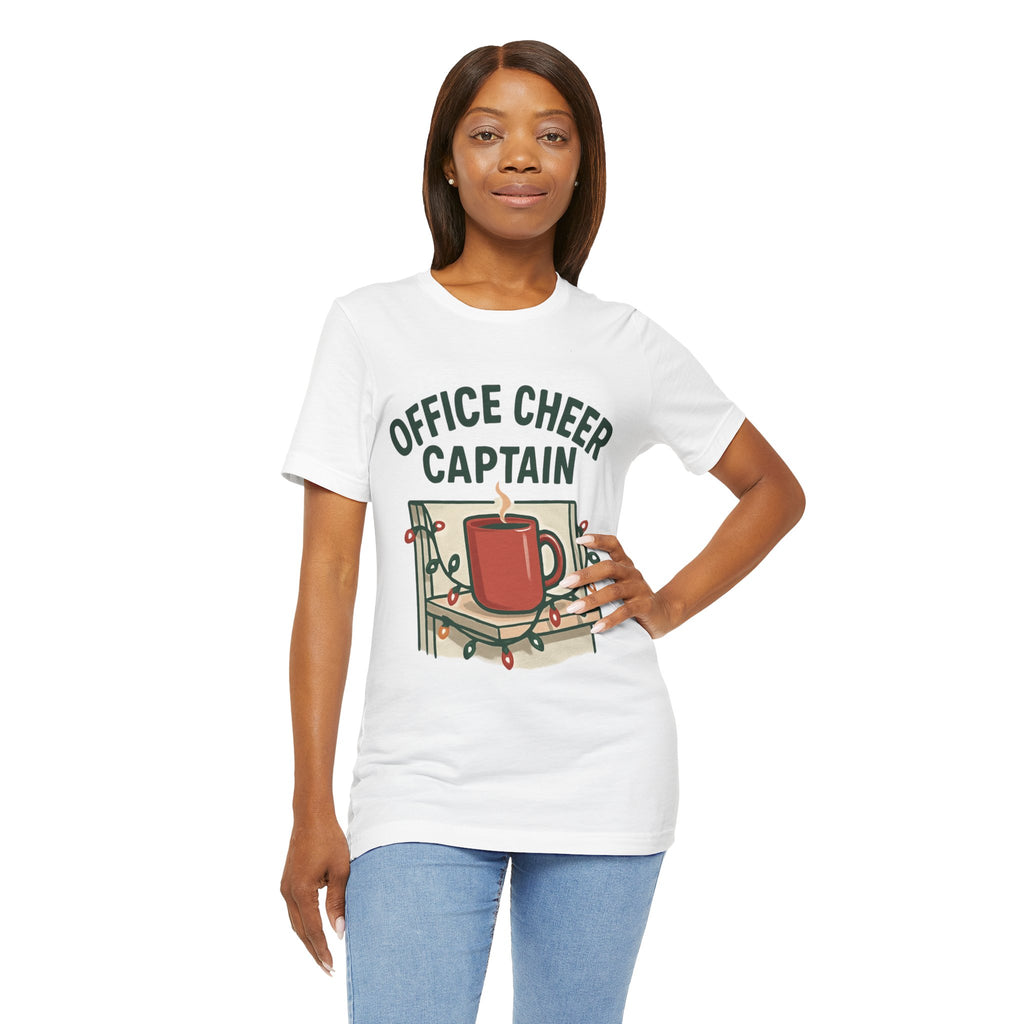 Office Cheer Captain Tee — Holiday Coffee Mug Christmas Work Shirt