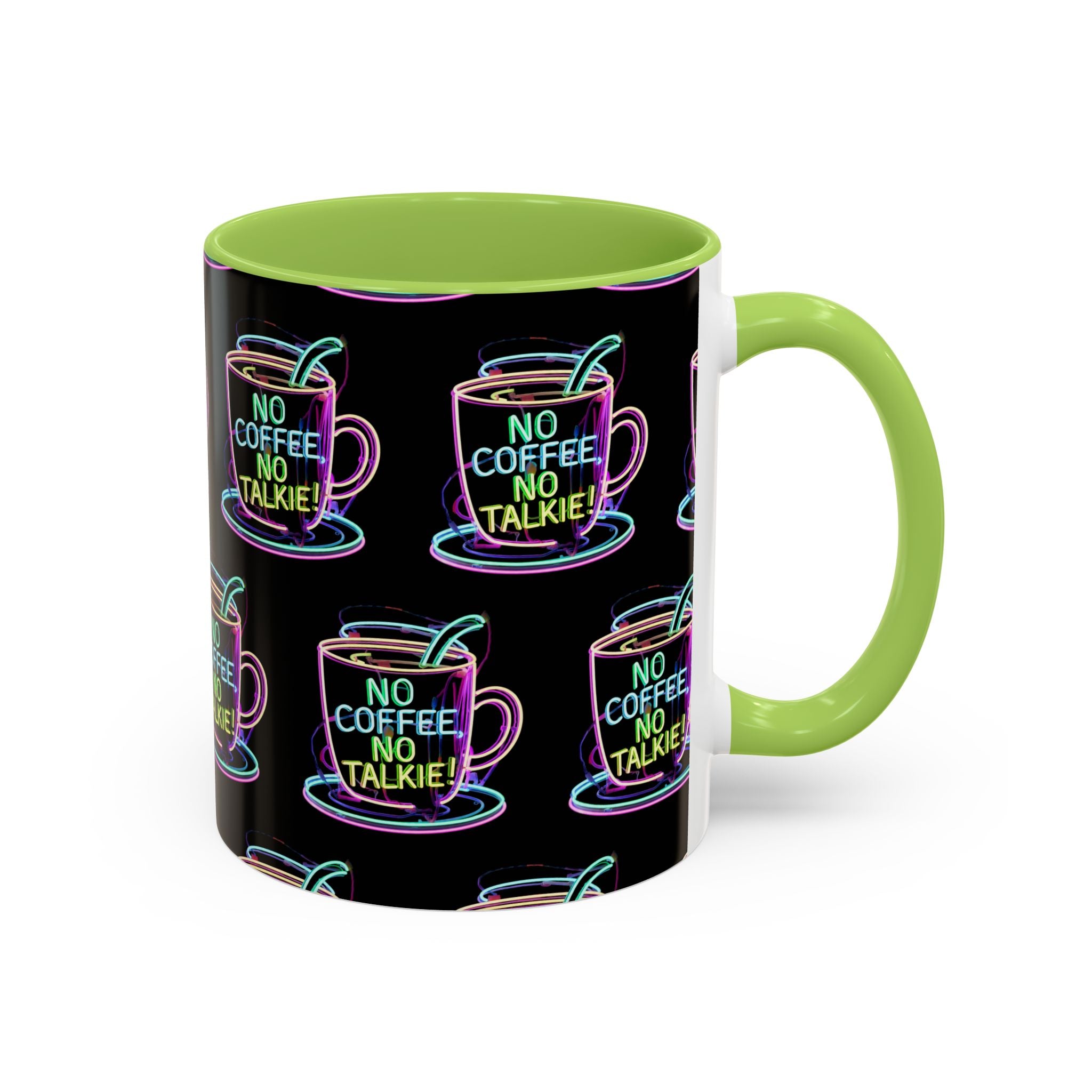 Coffee Mug — "No Coffee No Talkie" Neon Accent Mug