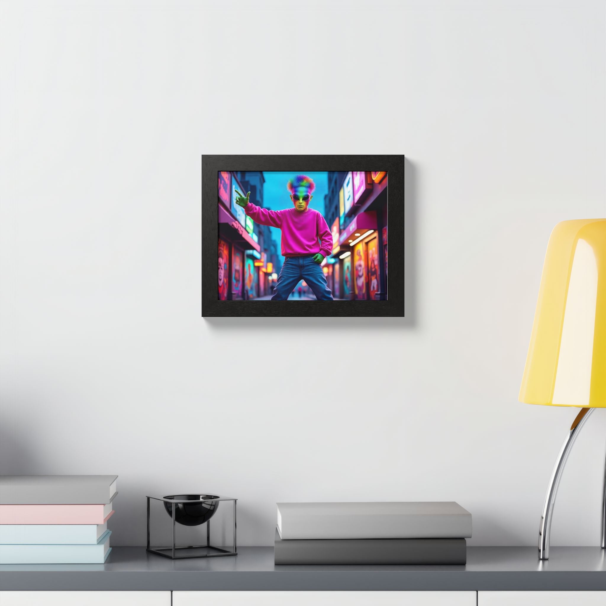 Vibrant Framed Poster, Colorful Wall Art for Home Décor, Funky Room Decoration, Unique Gift for Art Lovers, Retro Vibes, Pop Culture