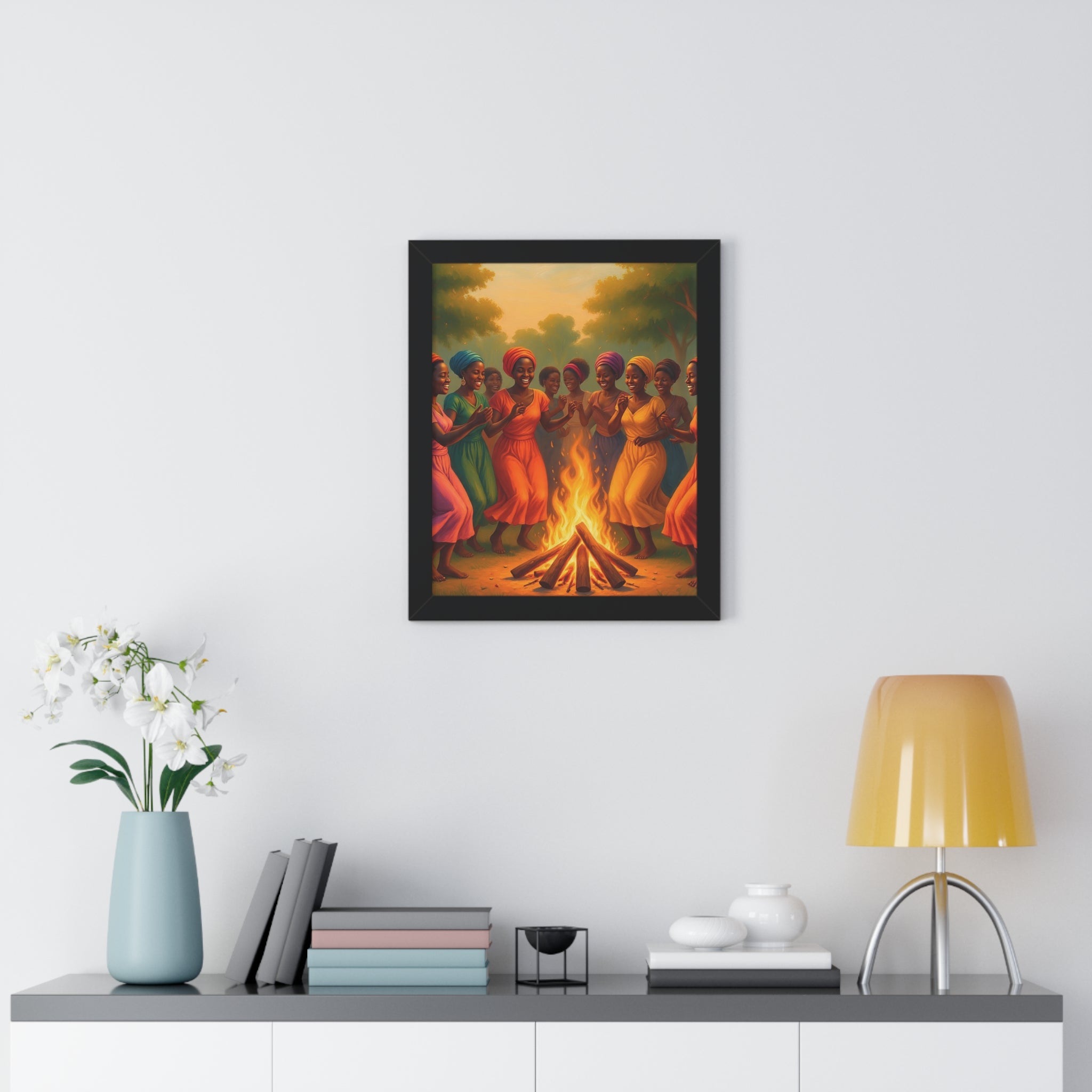 African Women Dance Bonfire Poster