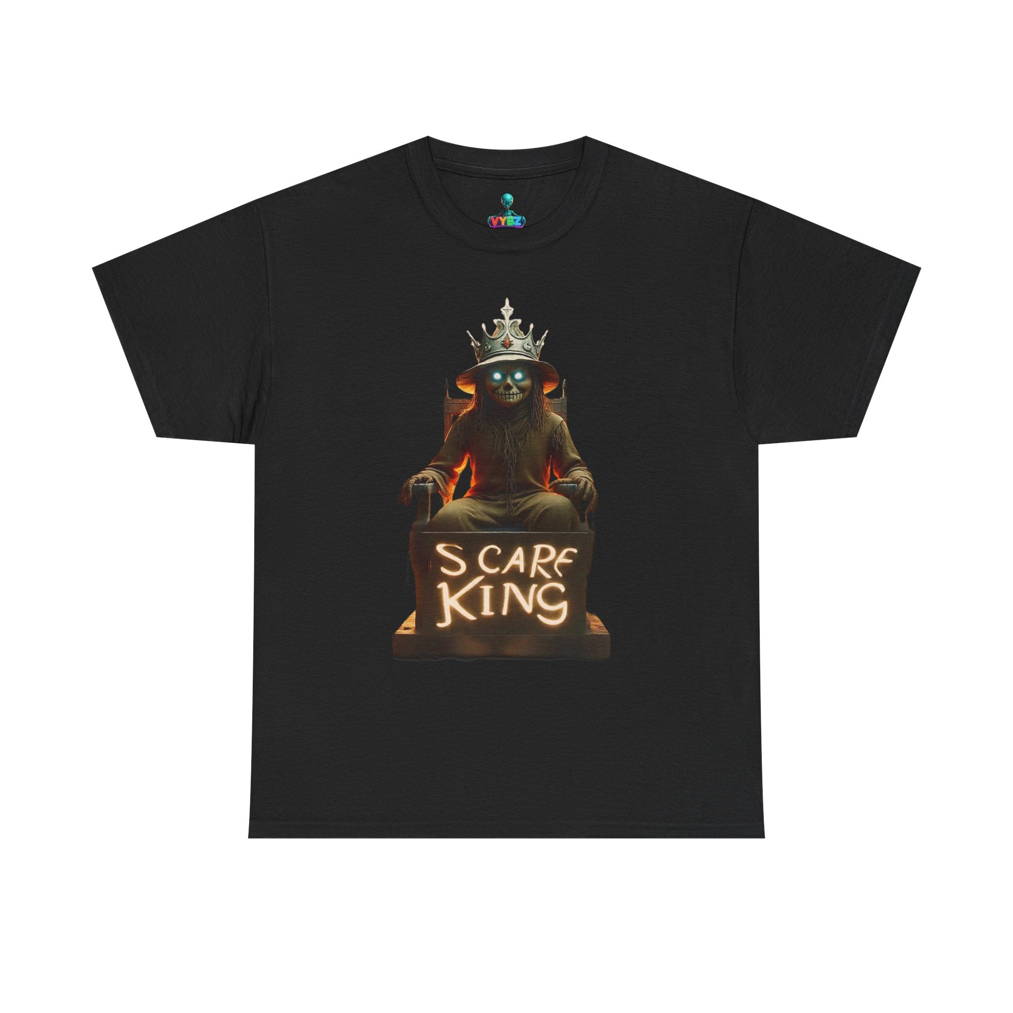 VYBZ Scare King Unisex Heavy Cotton Tee, Halloween Shirt, Horror Tee, Graphic T-Shirt, Scary Costume Top, Gift for Spooky Lovers