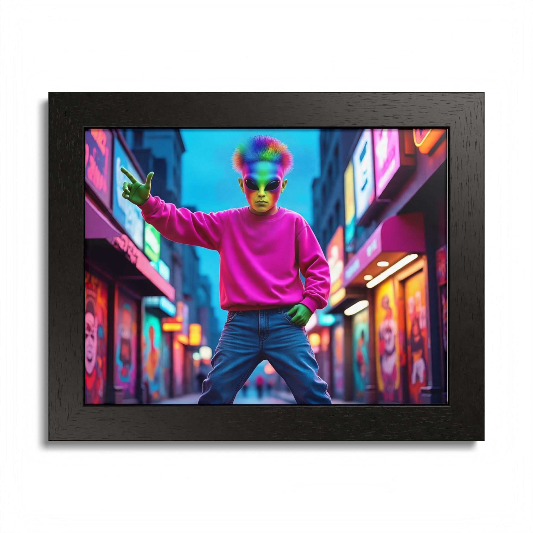 Vibrant Framed Poster, Colorful Wall Art for Home Décor, Funky Room Decoration, Unique Gift for Art Lovers, Retro Vibes, Pop Culture