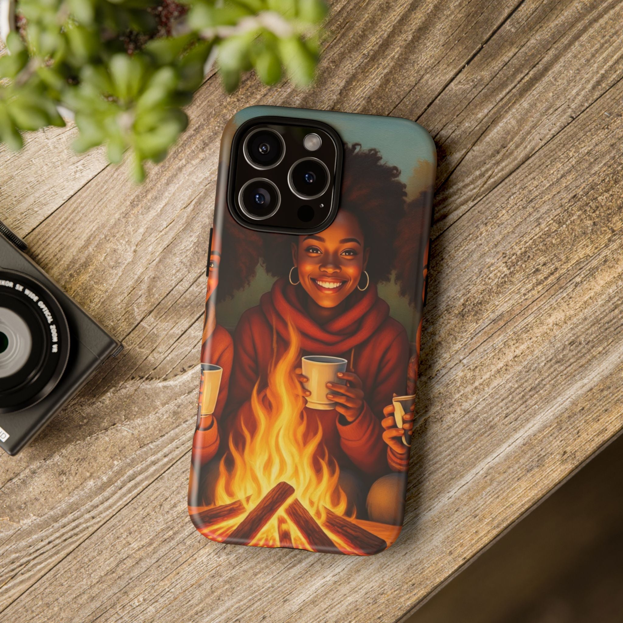 Cozy Phone Case for Campfire Lovers, Tough Cases with Inspirational Design, Perfect Gift for Friends, Birthday Present, Nature Vibe