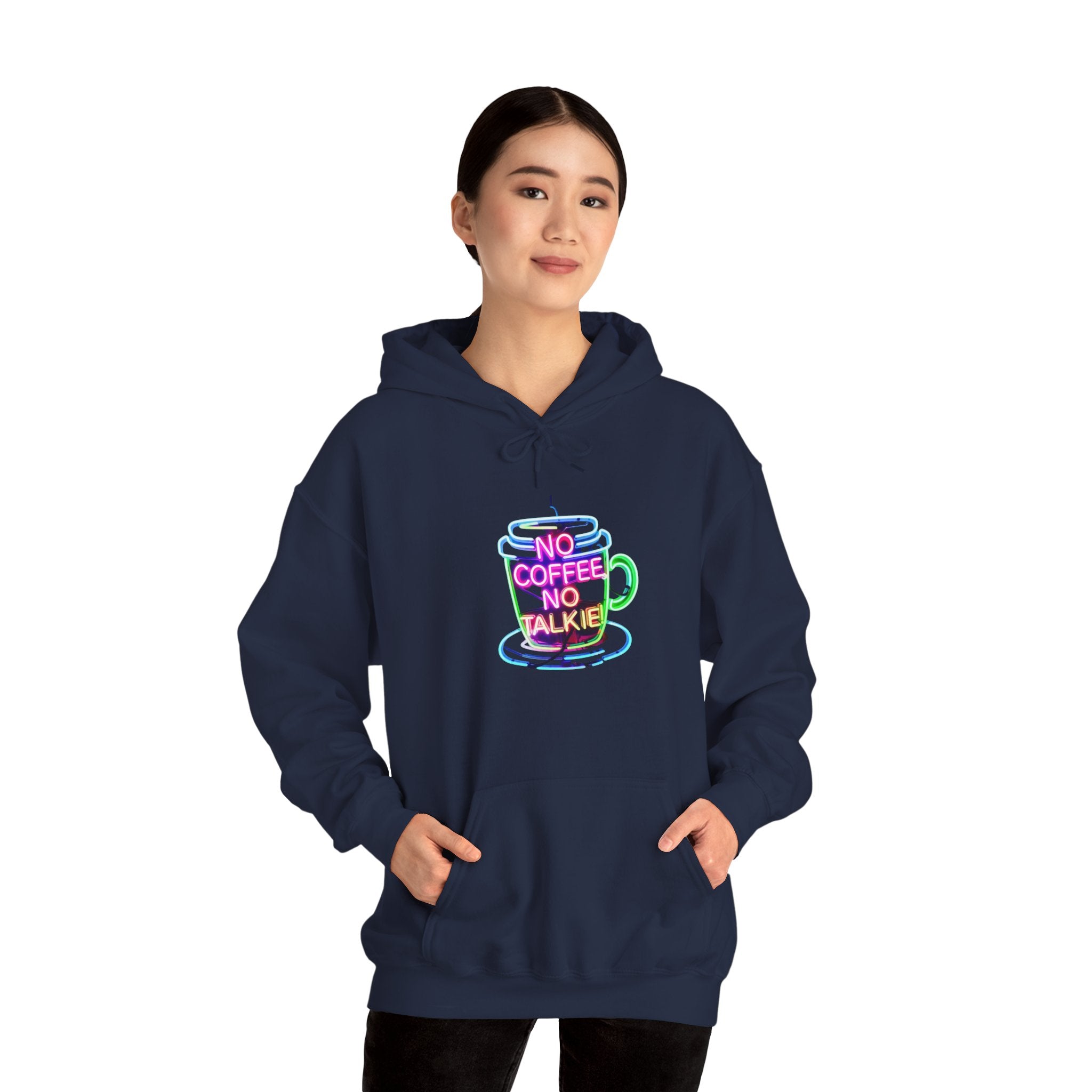 Hoodie - "No Coffee No Talkie" Colorful Coffee Cup Hoodie