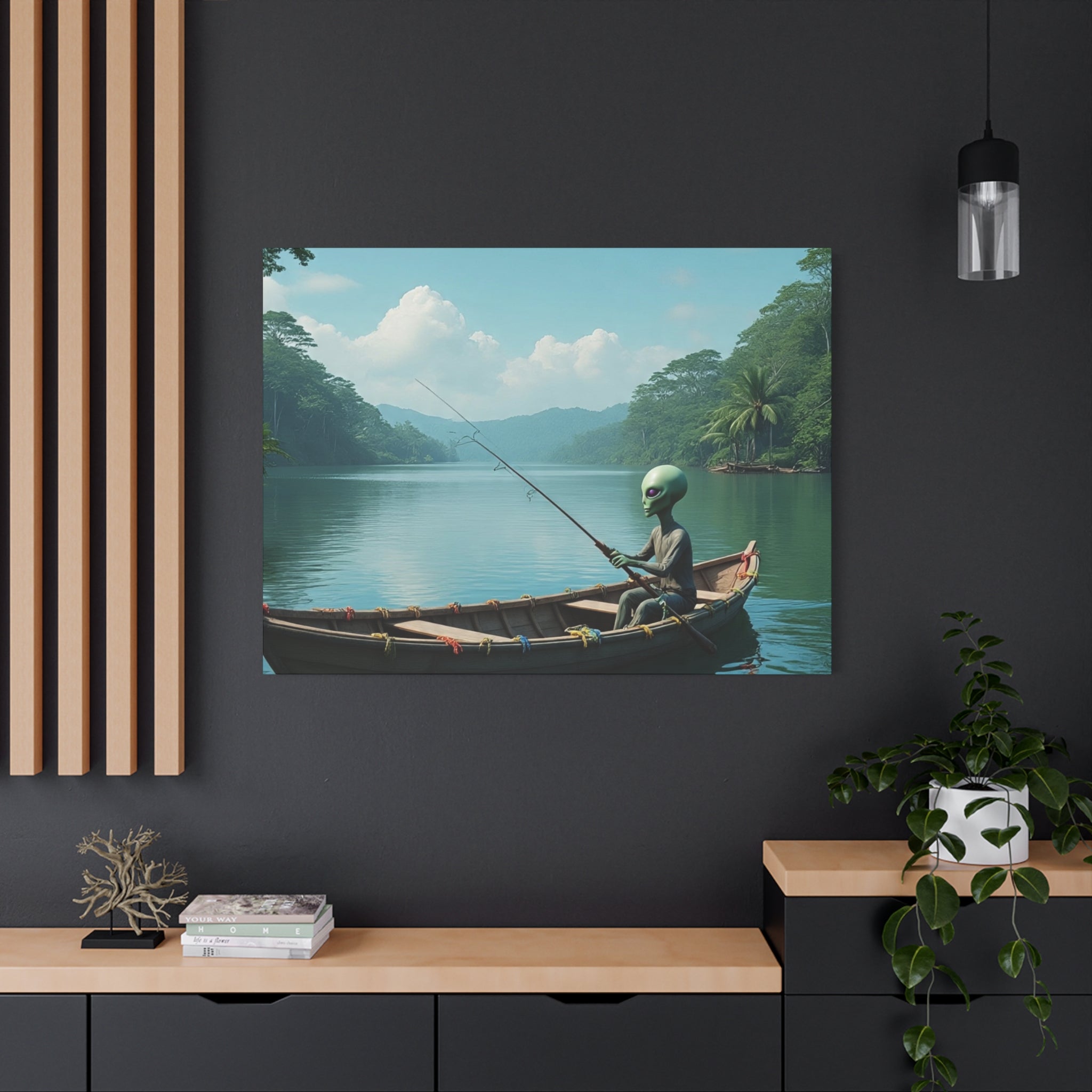 Alien Fishing Canvas Art