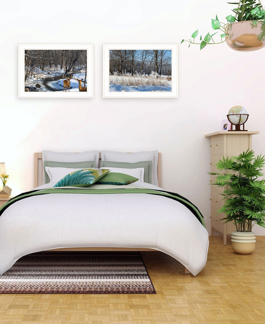 Set Of Two Great Outdoors Nature or Winter Forest 2 White Framed Print Wall Art-3