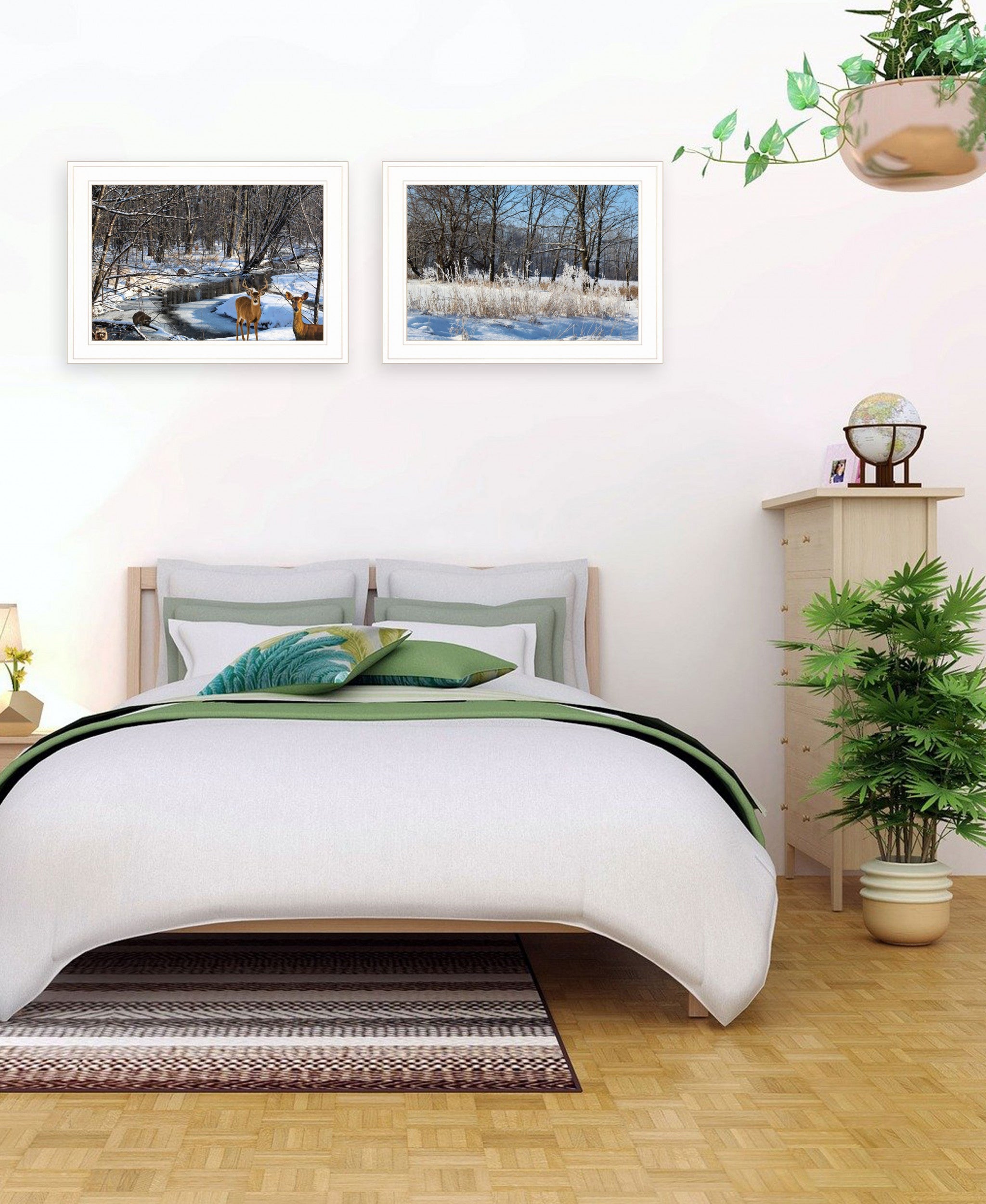 Set Of Two Great Outdoors Nature or Winter Forest 2 White Framed Print Wall Art-3