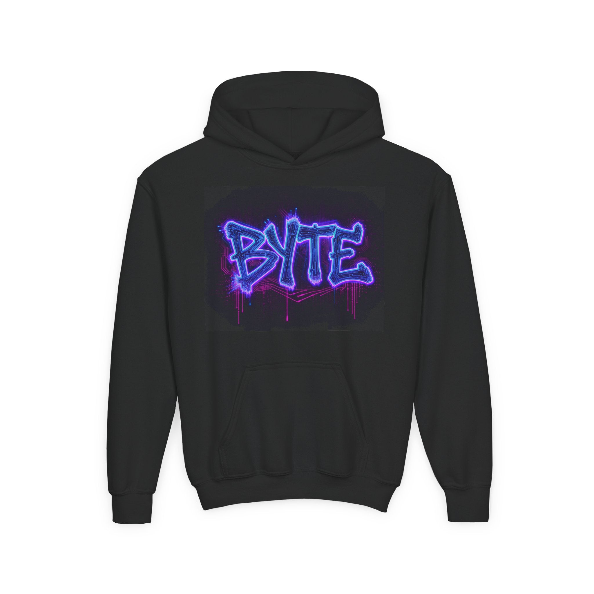 Youth Hoodie — Neon Graffiti "BYTE" Front & "612 MISFITS" Back