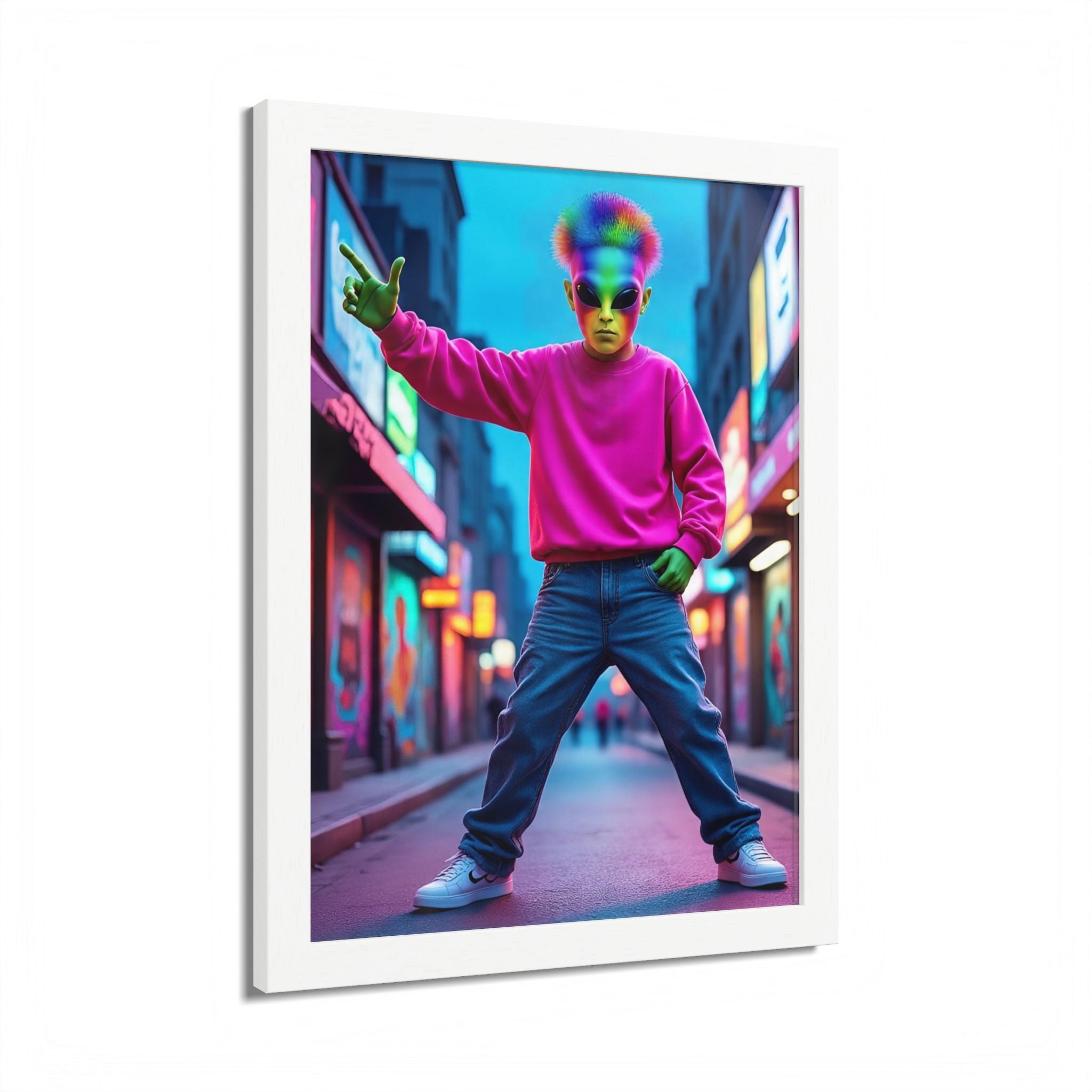 Vibrant Framed Poster, Colorful Wall Art for Home Décor, Funky Room Decoration, Unique Gift for Art Lovers, Retro Vibes, Pop Culture