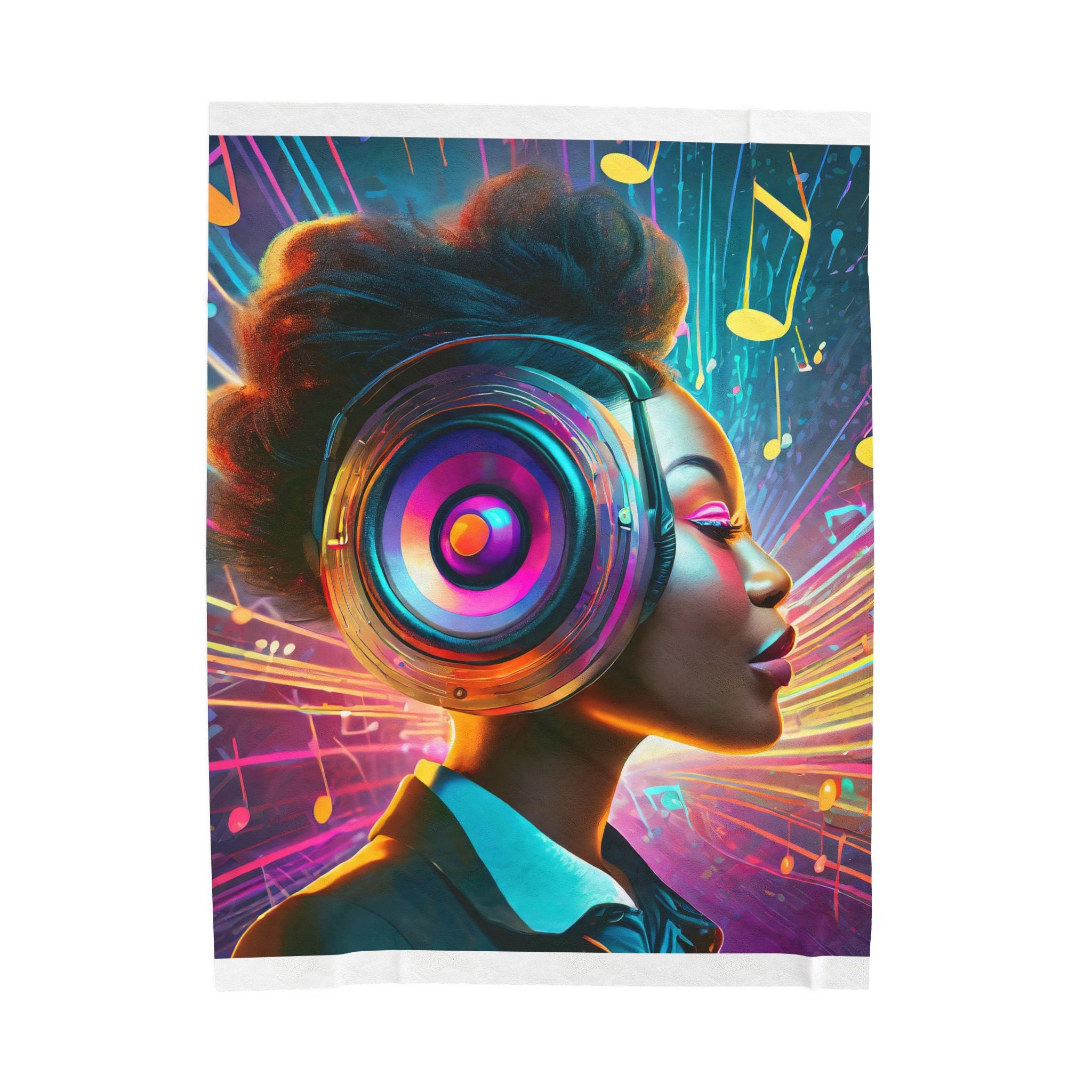 Vibrant Music Lover's Velveteen Plush Blanket