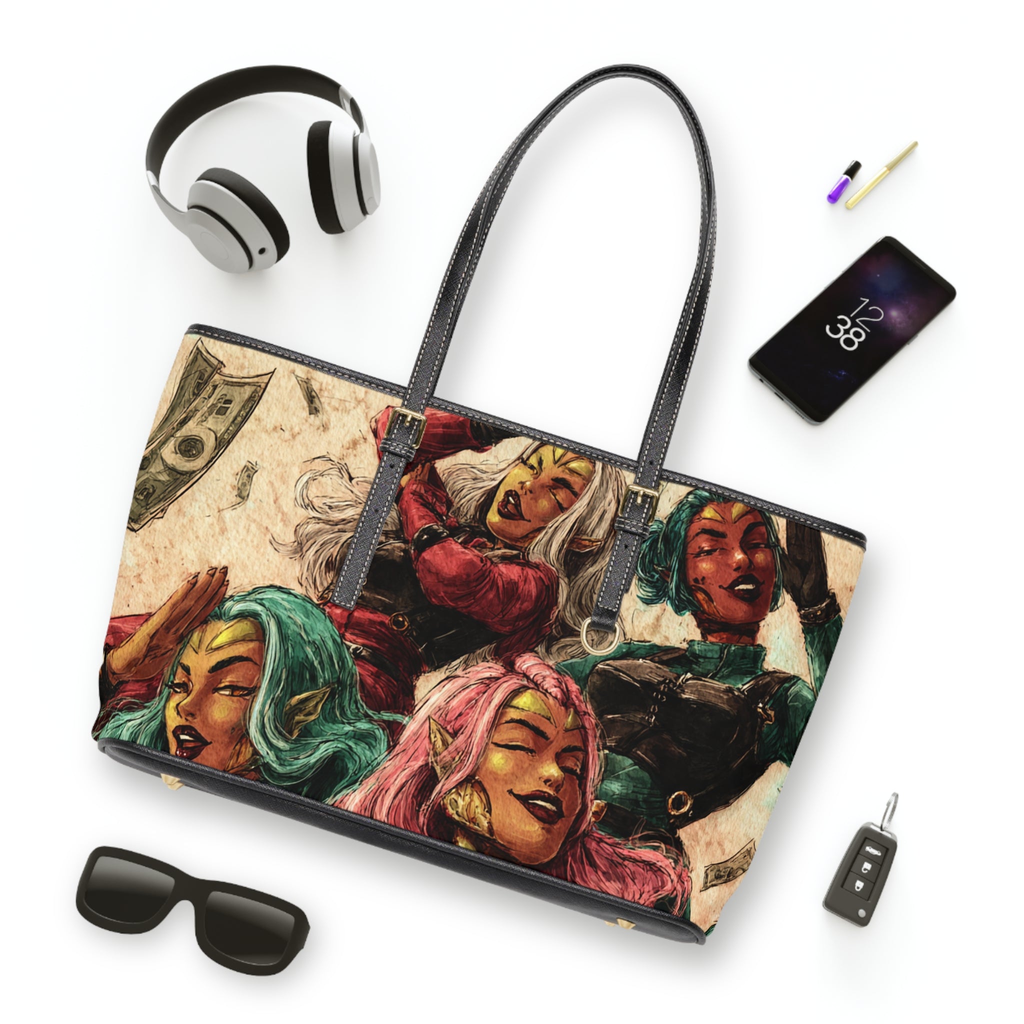 Female Superheroes PU Leather Shoulder Bag — Colorful VYBZ Design