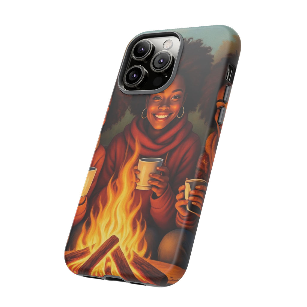 Cozy Phone Case for Campfire Lovers, Tough Cases with Inspirational Design, Perfect Gift for Friends, Birthday Present, Nature Vibe