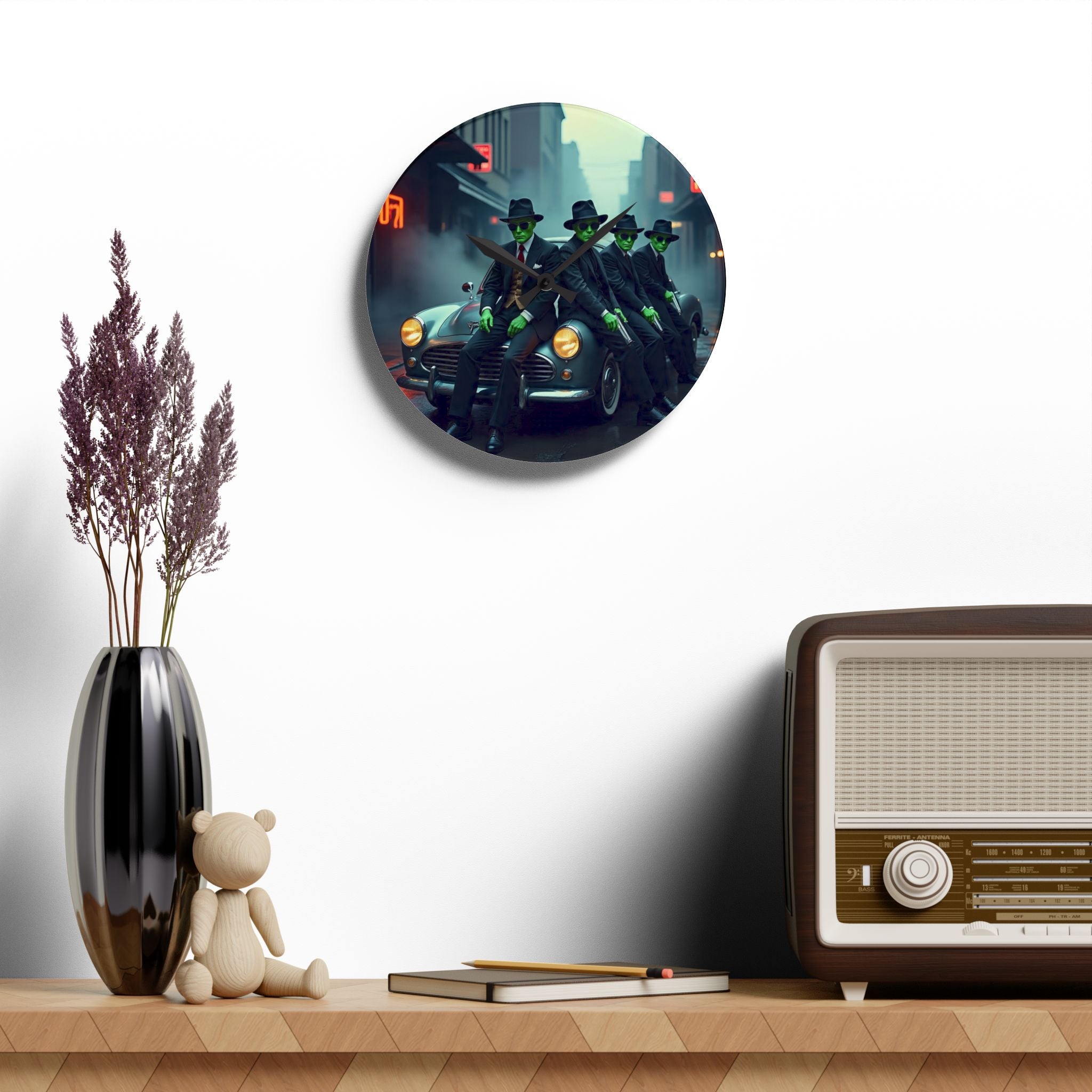 Alien Gangster Acrylic Wall Clock