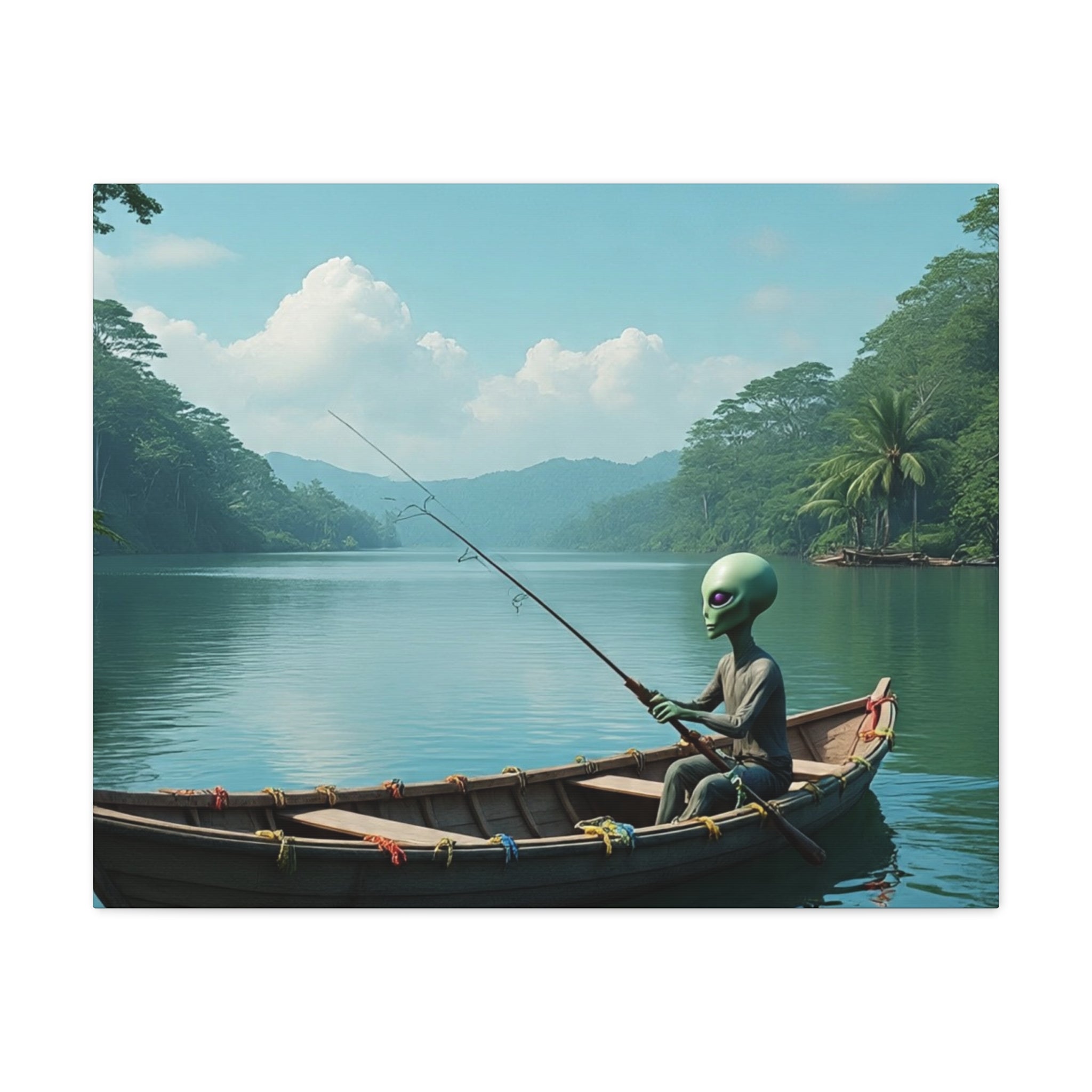 Alien Fishing Canvas Art