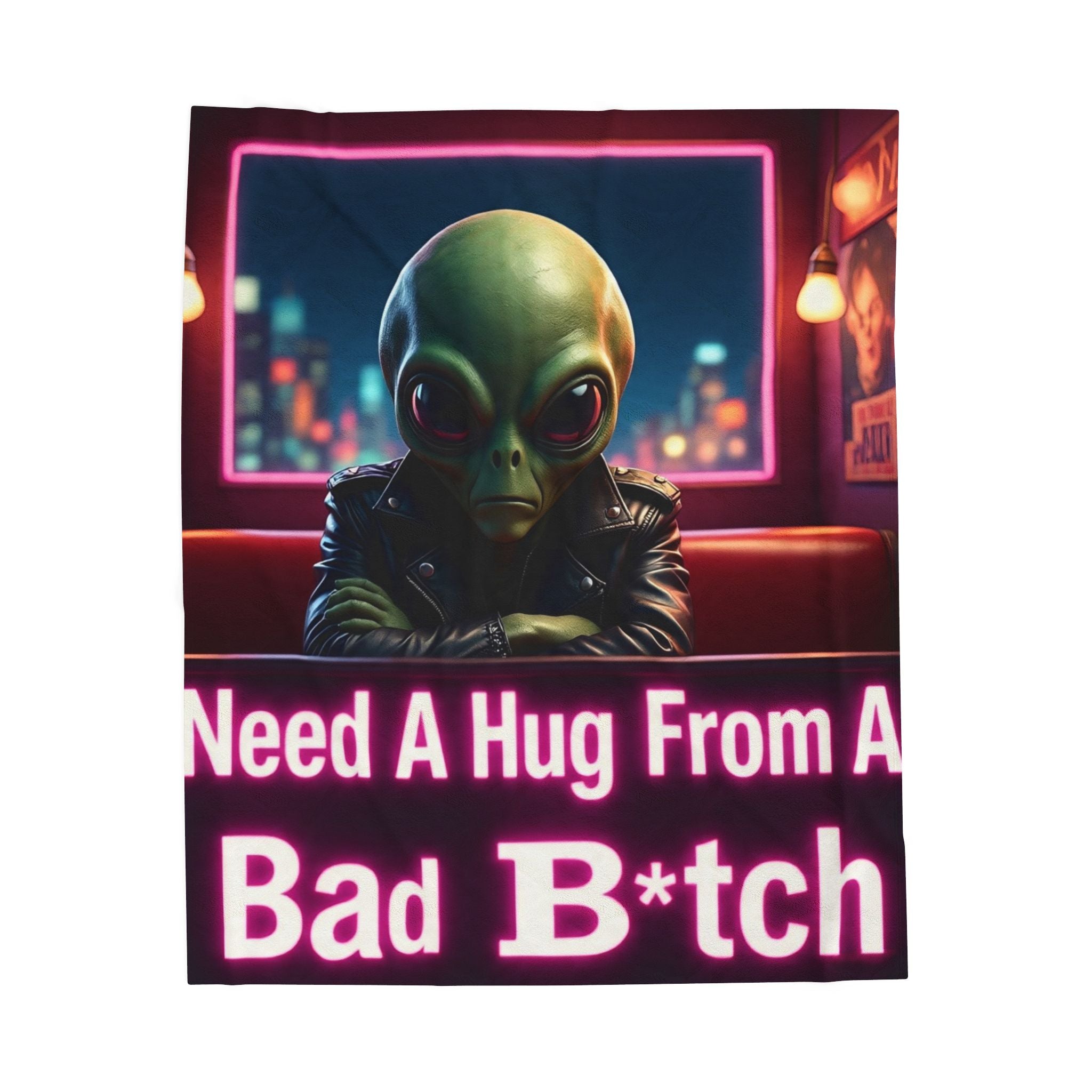 Alien-Themed Velveteen Plush Blanket, Cozy Home Decor, Gift for Gamers, Unique Alien Decor, Cozy Throw for Space Lovers