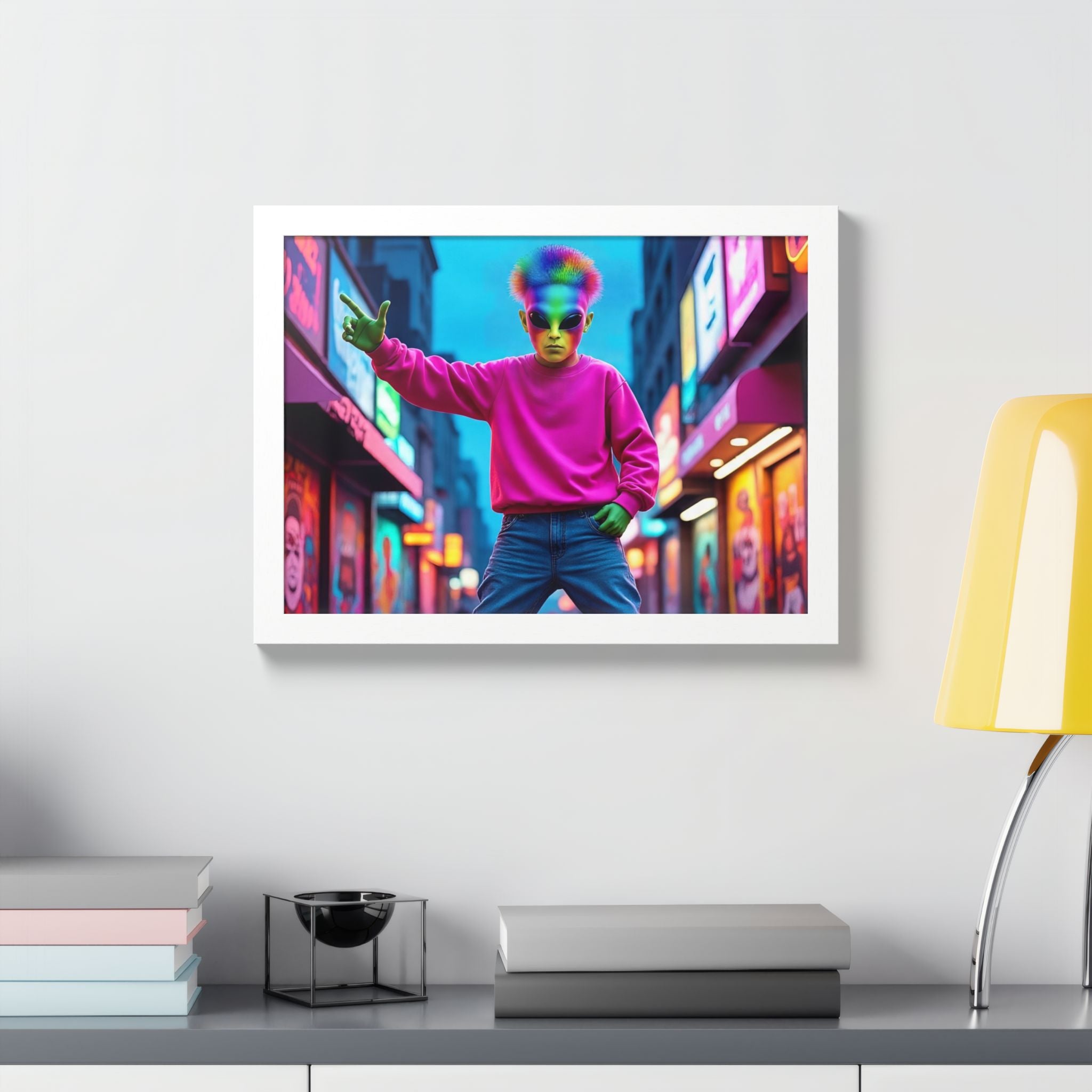 Vibrant Framed Poster, Colorful Wall Art for Home Décor, Funky Room Decoration, Unique Gift for Art Lovers, Retro Vibes, Pop Culture