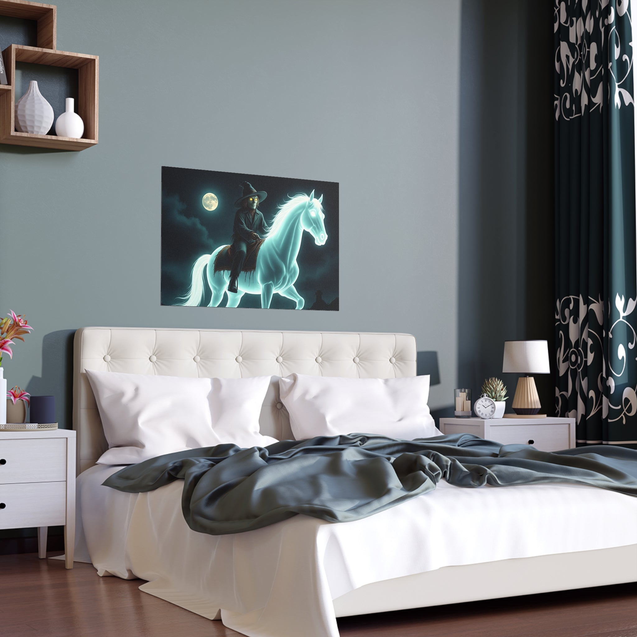 Mystical Wizard Horse Silk Poster, Home Decor, Halloween Art, Wall Art, Gift for Horse Lovers, Indoor and Outdoor Decoration