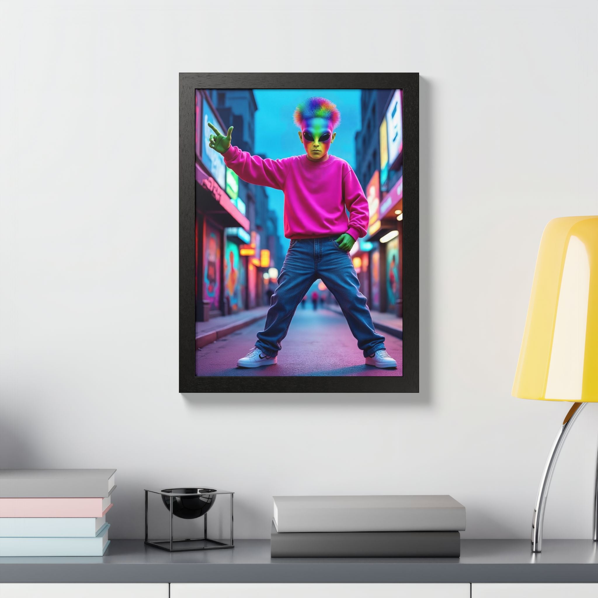 Vibrant Framed Poster, Colorful Wall Art for Home Décor, Funky Room Decoration, Unique Gift for Art Lovers, Retro Vibes, Pop Culture