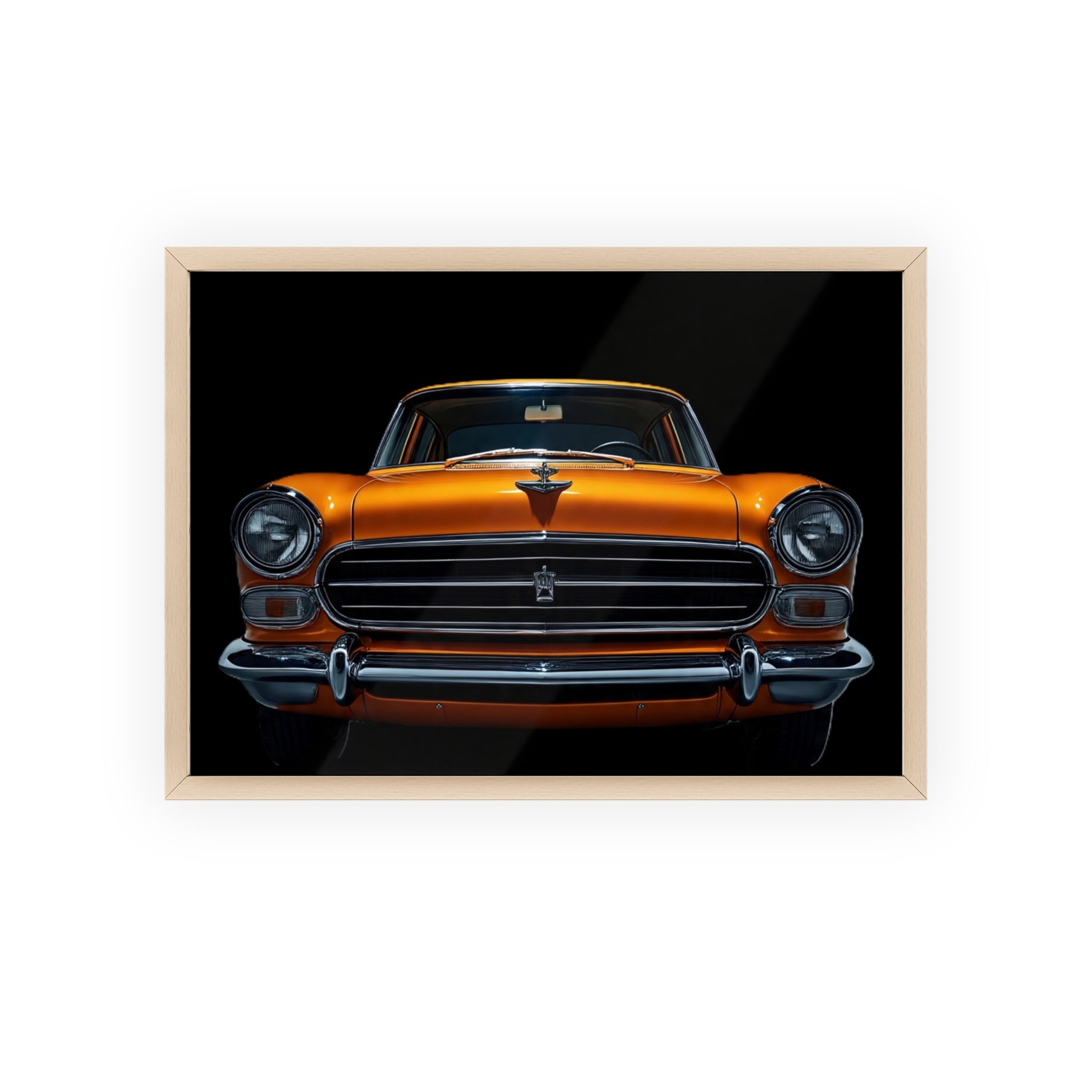 Classic Car Art Poster with Wooden Frame, Vintage Auto Decor, Gift for Car Lovers, Retro Wall Art, Home & Office Decoration