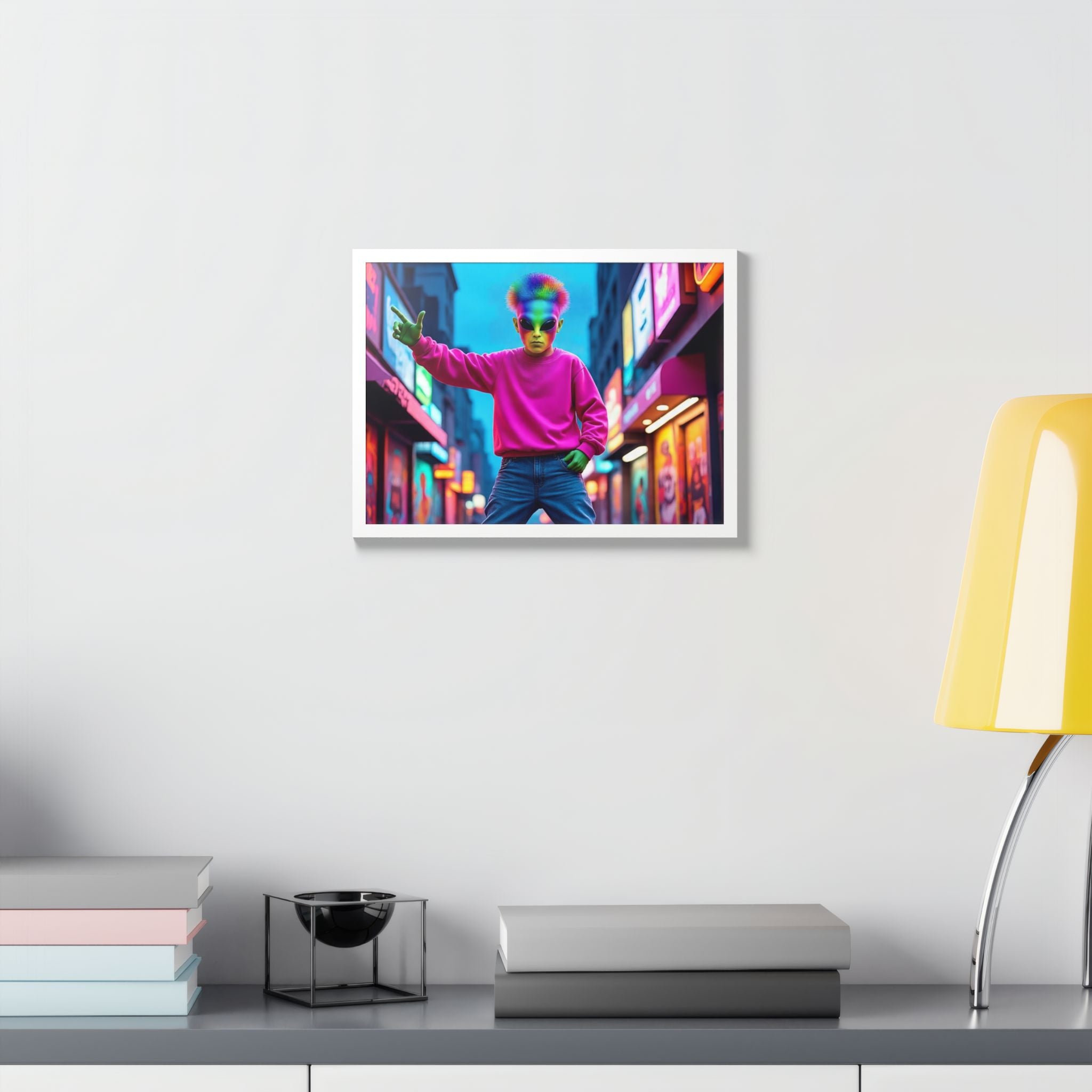 Vibrant Framed Poster, Colorful Wall Art for Home Décor, Funky Room Decoration, Unique Gift for Art Lovers, Retro Vibes, Pop Culture