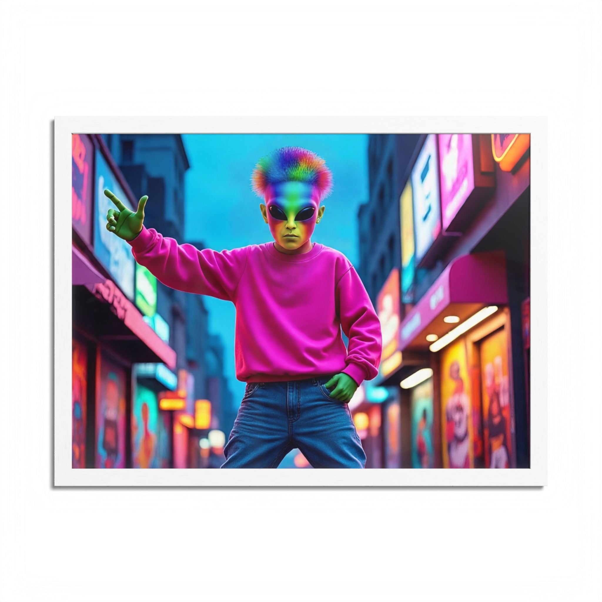 Vibrant Framed Poster, Colorful Wall Art for Home Décor, Funky Room Decoration, Unique Gift for Art Lovers, Retro Vibes, Pop Culture