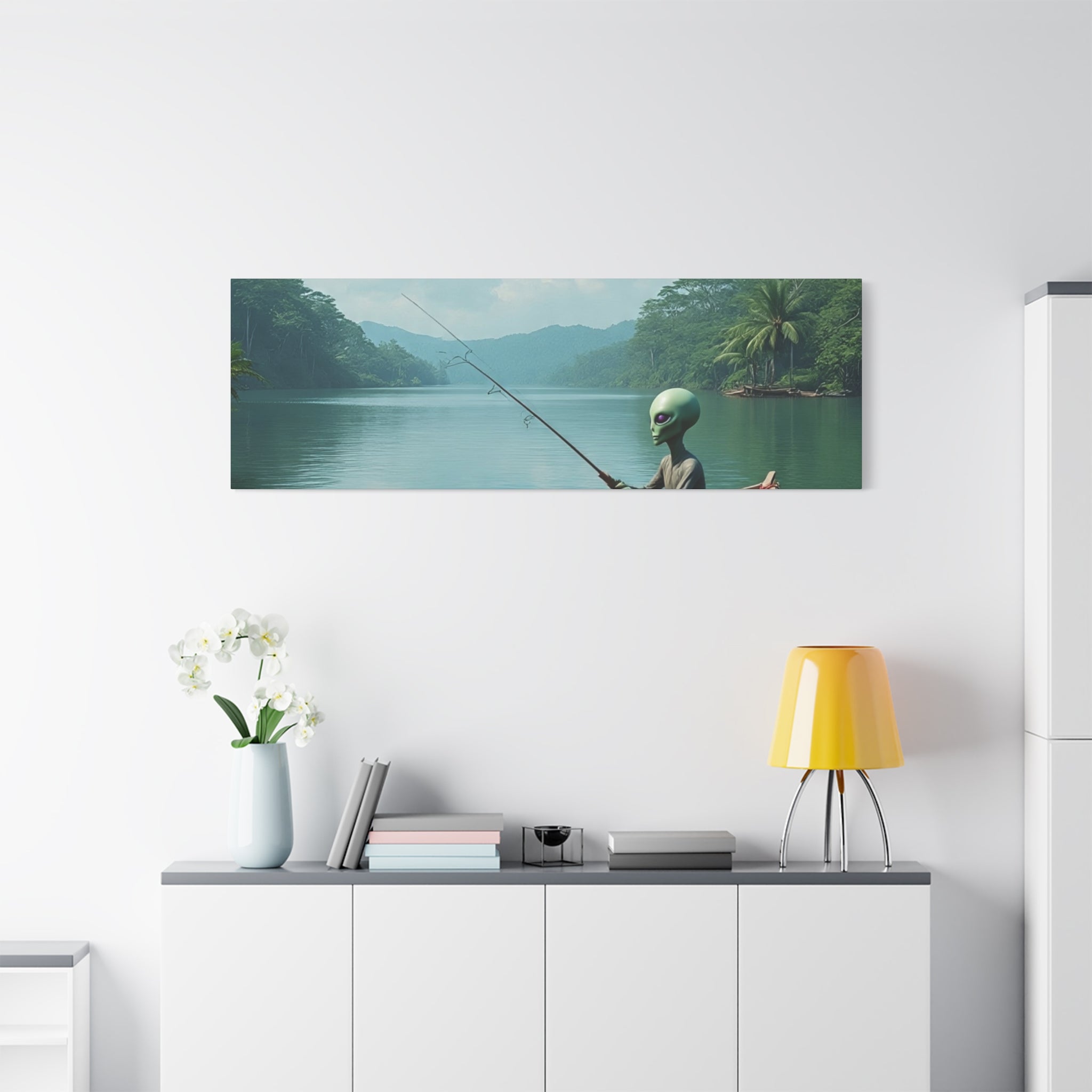 Alien Fishing Canvas Art