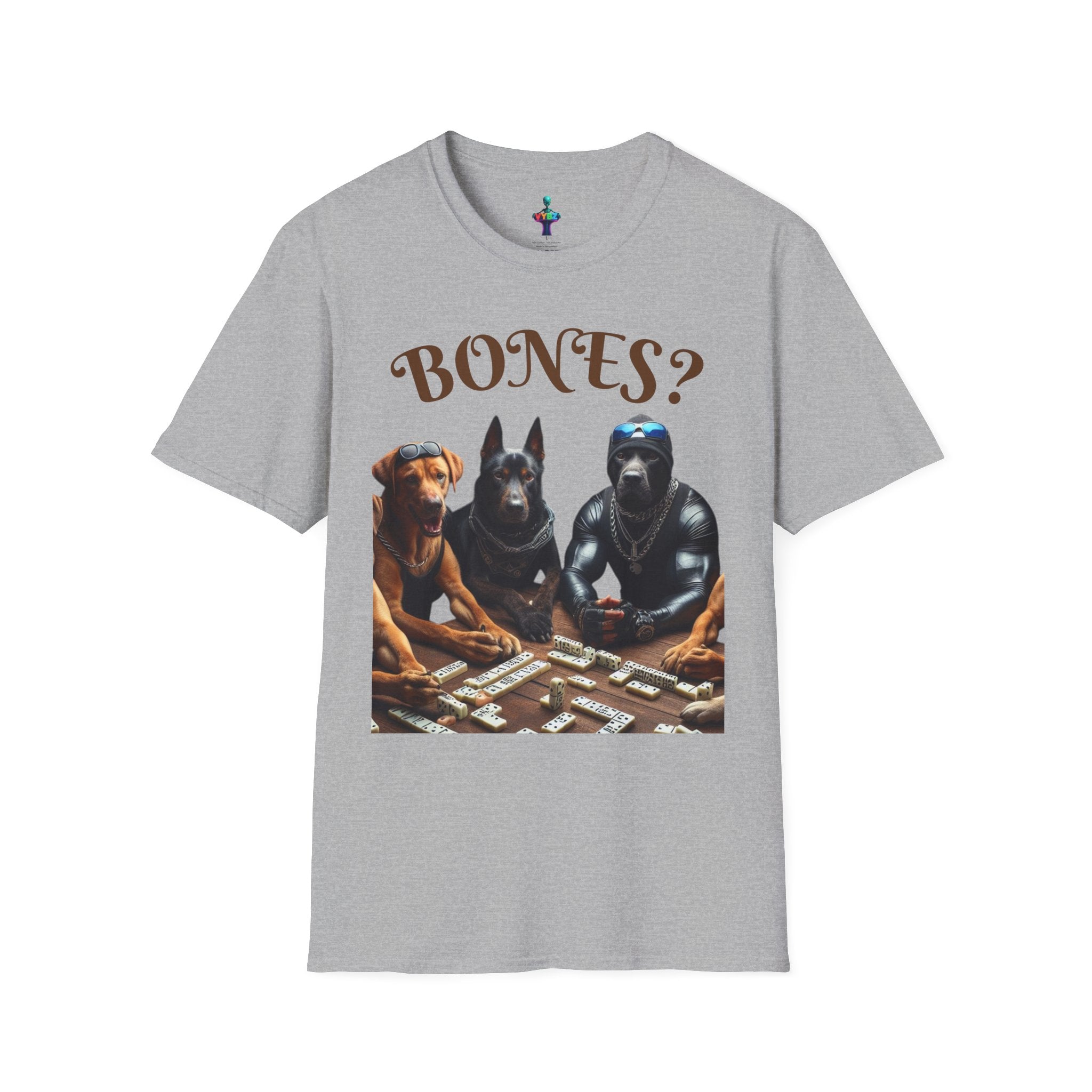 Softstyle T-Shirt with VYBZ Dogs Playing Dominos Urban Slang Design