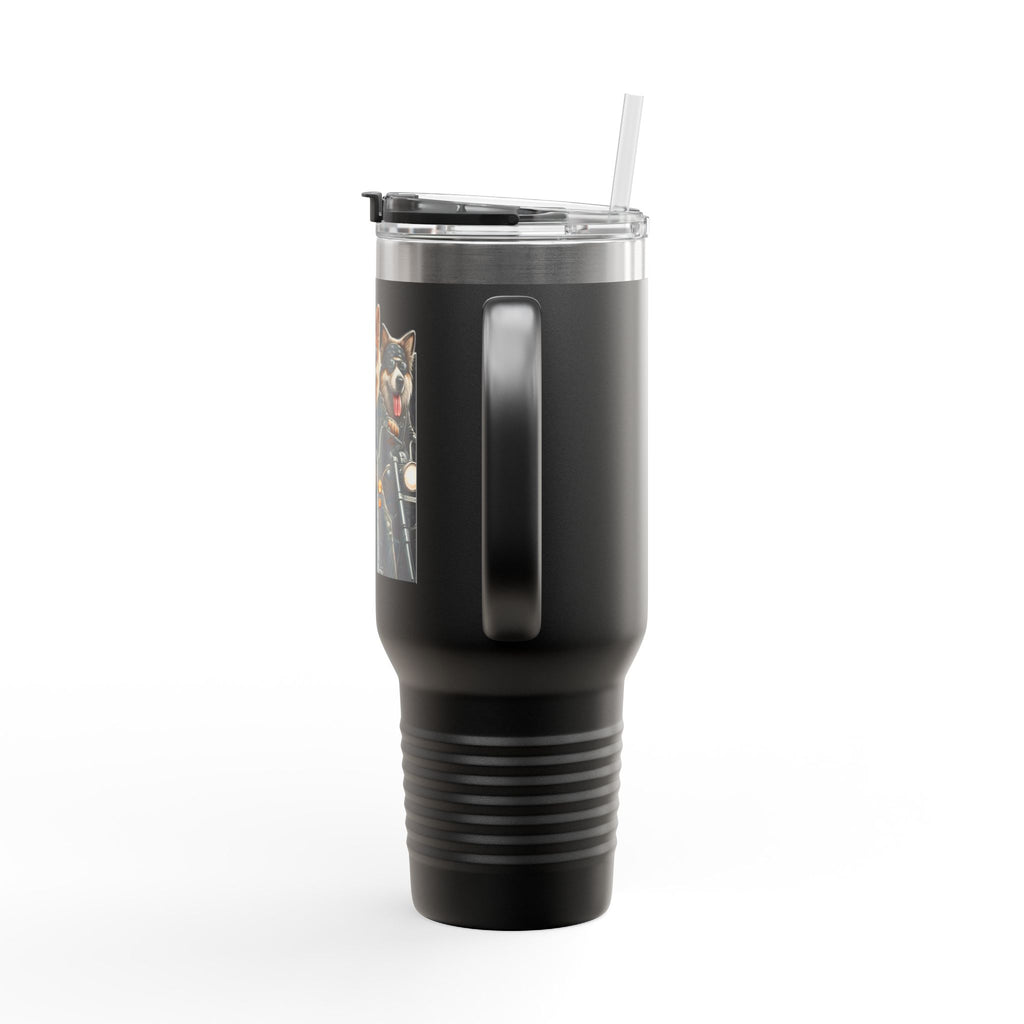 Insulated Travel Mug - Fun Motorcycle Dog Design