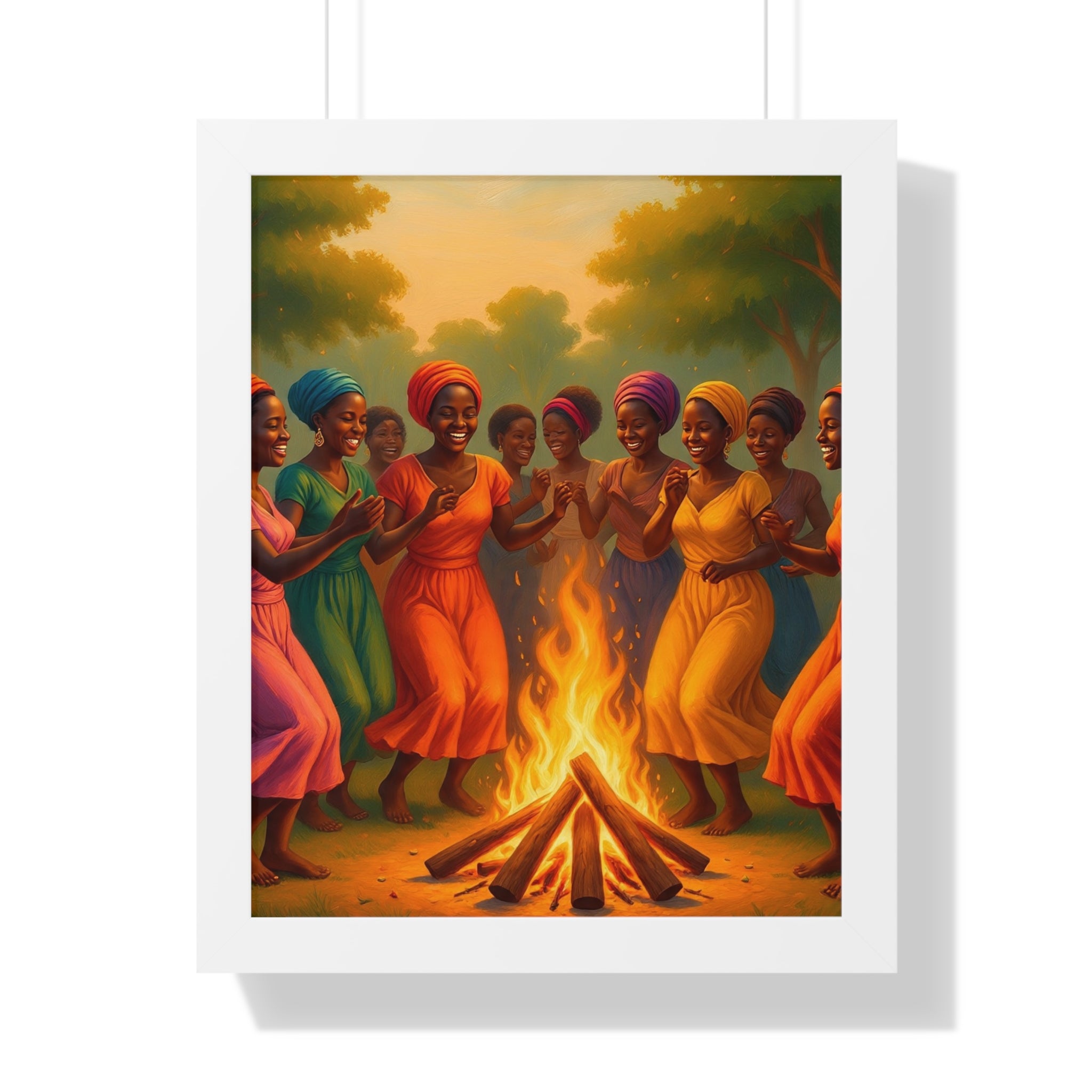 African Women Dance Bonfire Poster