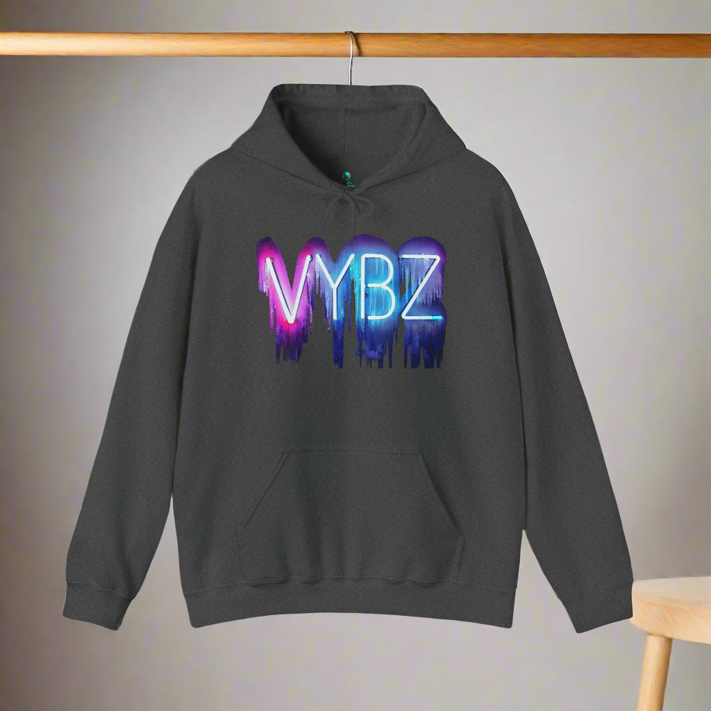 Vibrant VYBZ Unisex Hooded Sweatshirt, Trendy Streetwear, Layering Essential, Gift for Friends, Music Festival Outfit