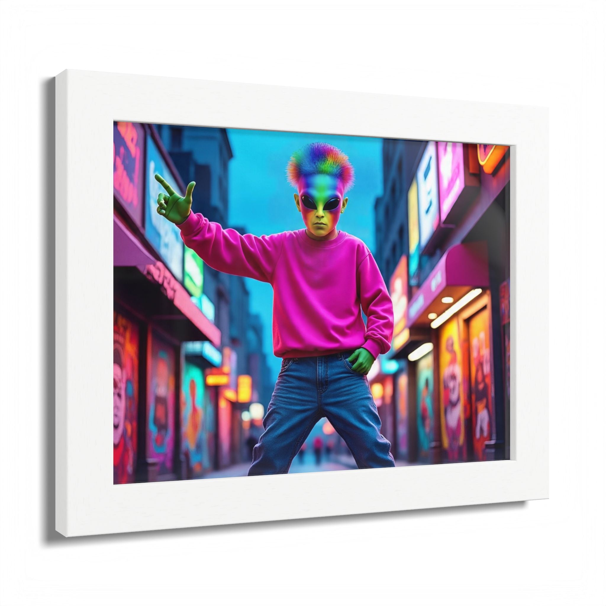 Vibrant Framed Poster, Colorful Wall Art for Home Décor, Funky Room Decoration, Unique Gift for Art Lovers, Retro Vibes, Pop Culture