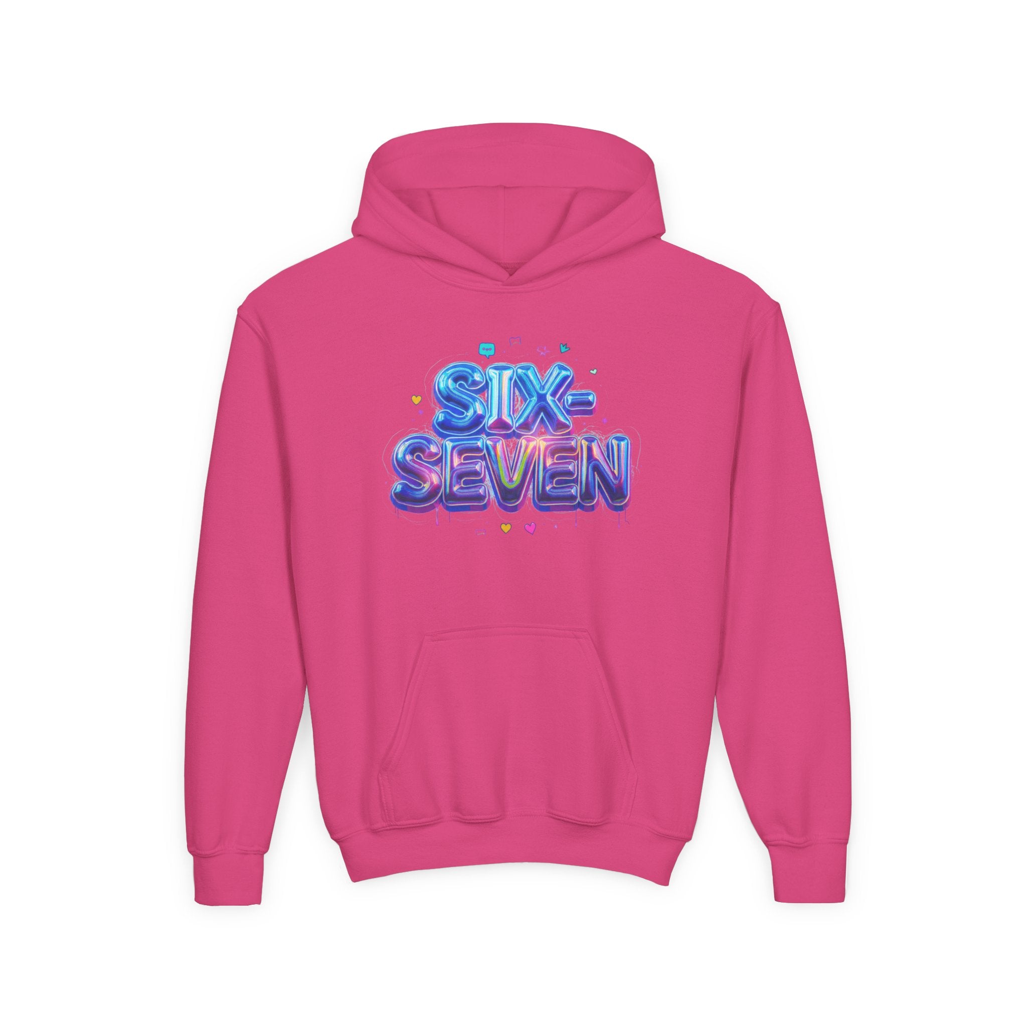 Youth Hoodie — "Six Seven" Colorful 3D Balloon Text Graphic