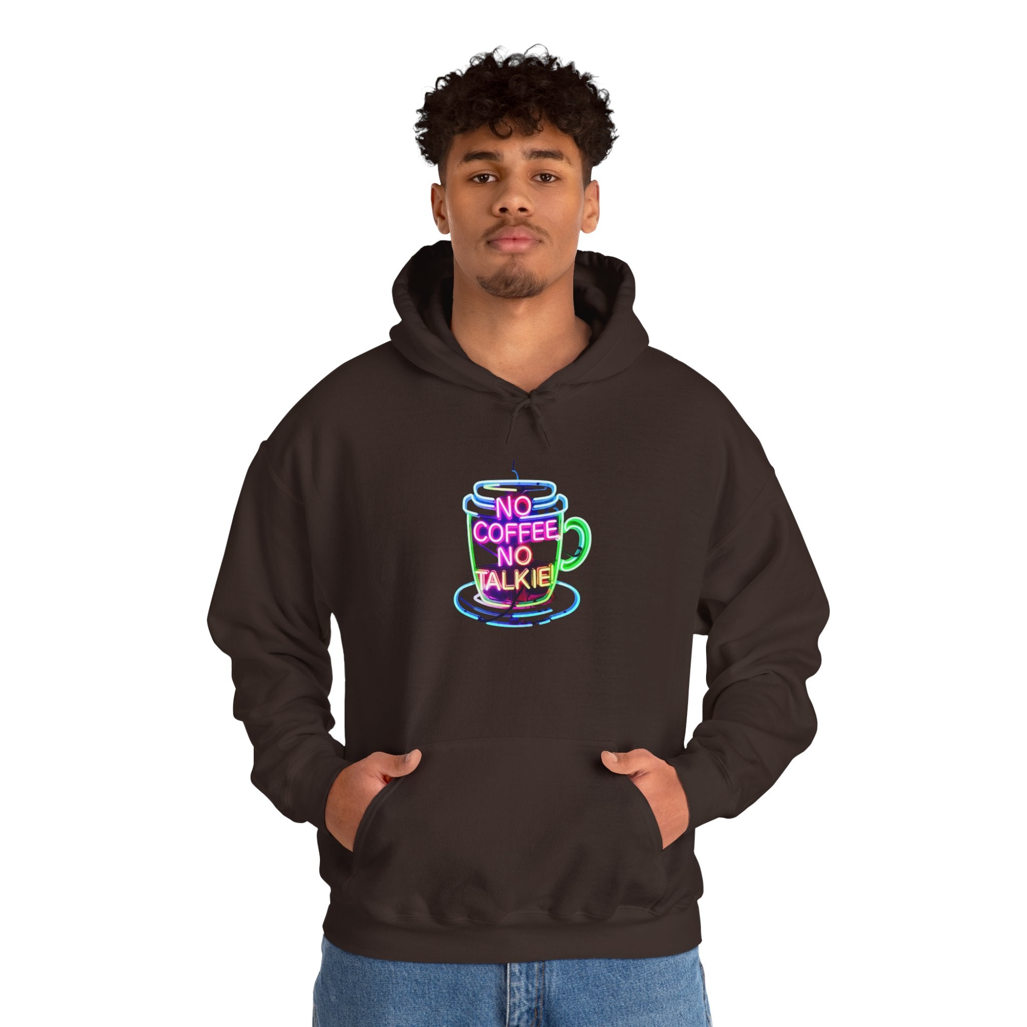 Hoodie - "No Coffee No Talkie" Colorful Coffee Cup Hoodie