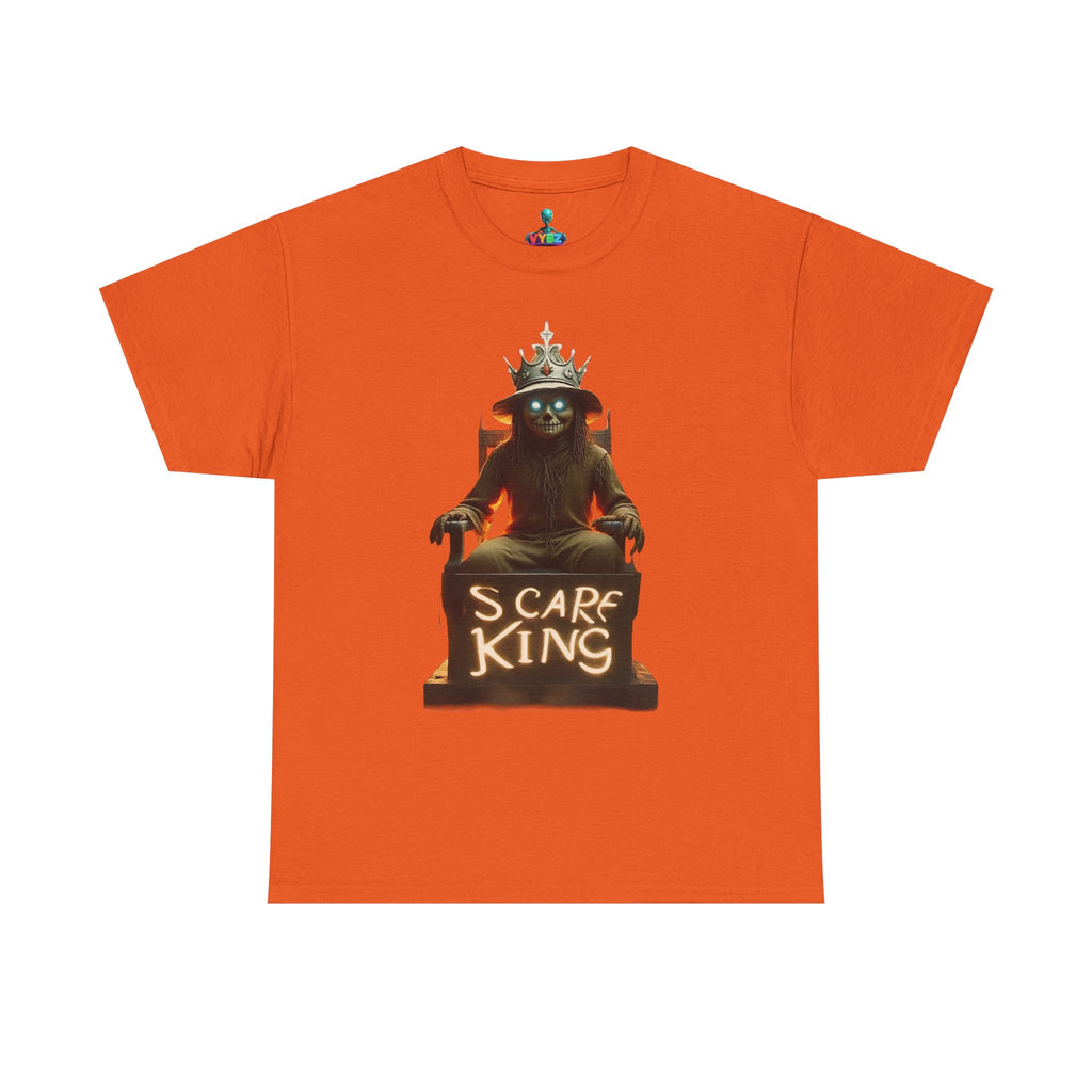 VYBZ Scare King Unisex Heavy Cotton Tee, Halloween Shirt, Horror Tee, Graphic T-Shirt, Scary Costume Top, Gift for Spooky Lovers