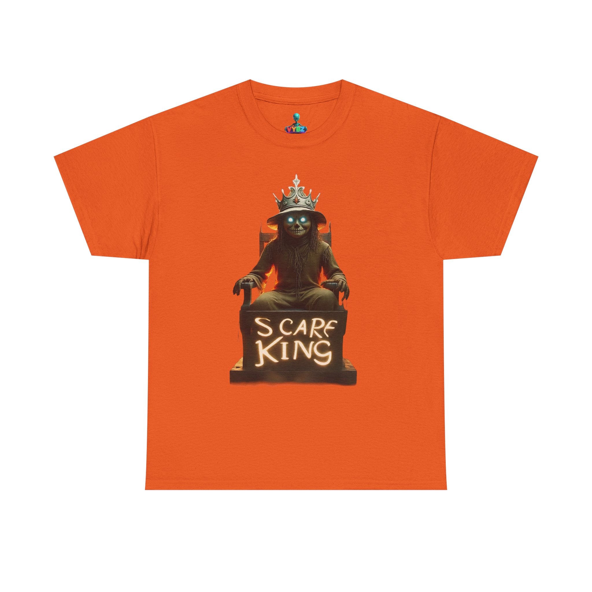 VYBZ Scare King Unisex Heavy Cotton Tee, Halloween Shirt, Horror Tee, Graphic T-Shirt, Scary Costume Top, Gift for Spooky Lovers