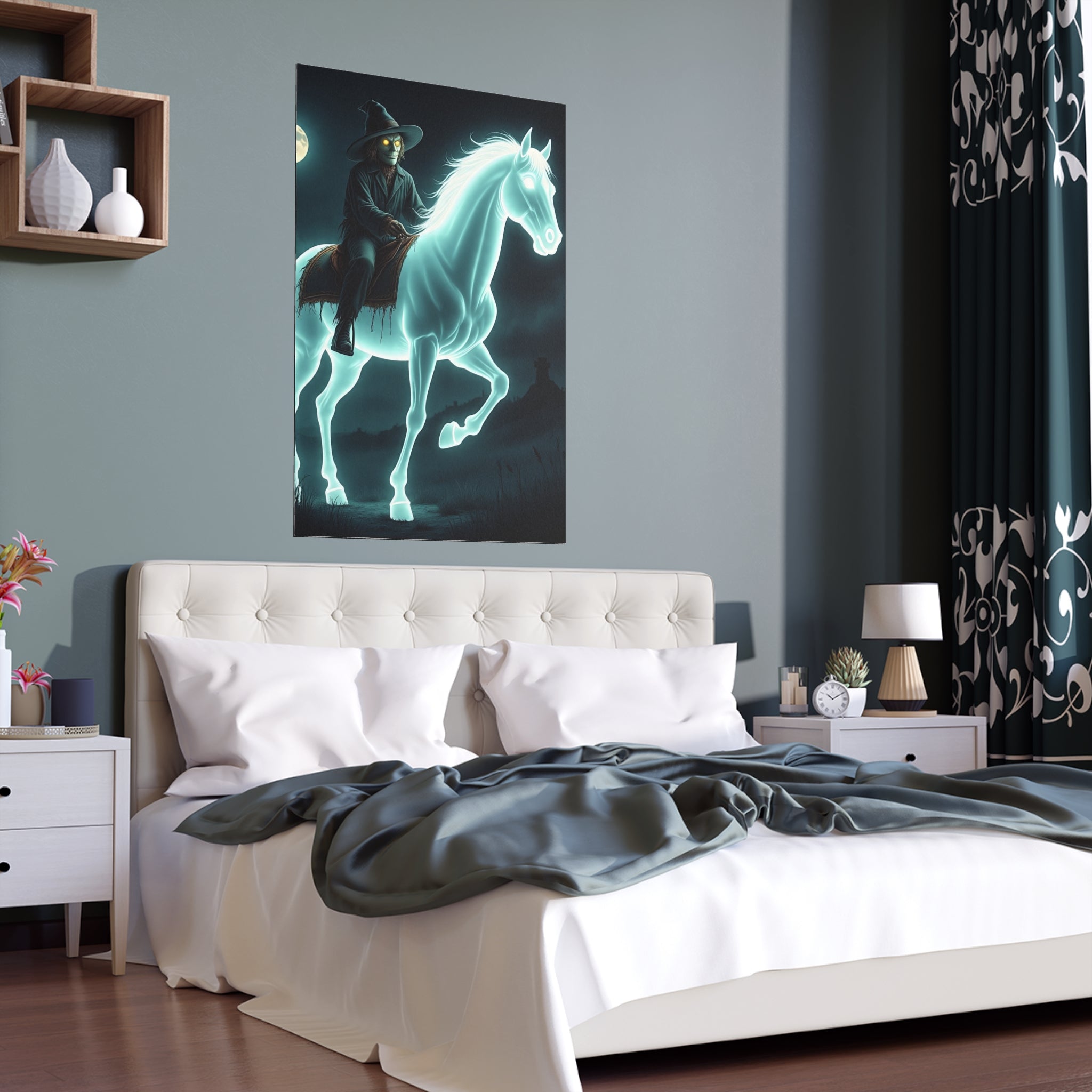 Mystical Wizard Horse Silk Poster, Home Decor, Halloween Art, Wall Art, Gift for Horse Lovers, Indoor and Outdoor Decoration