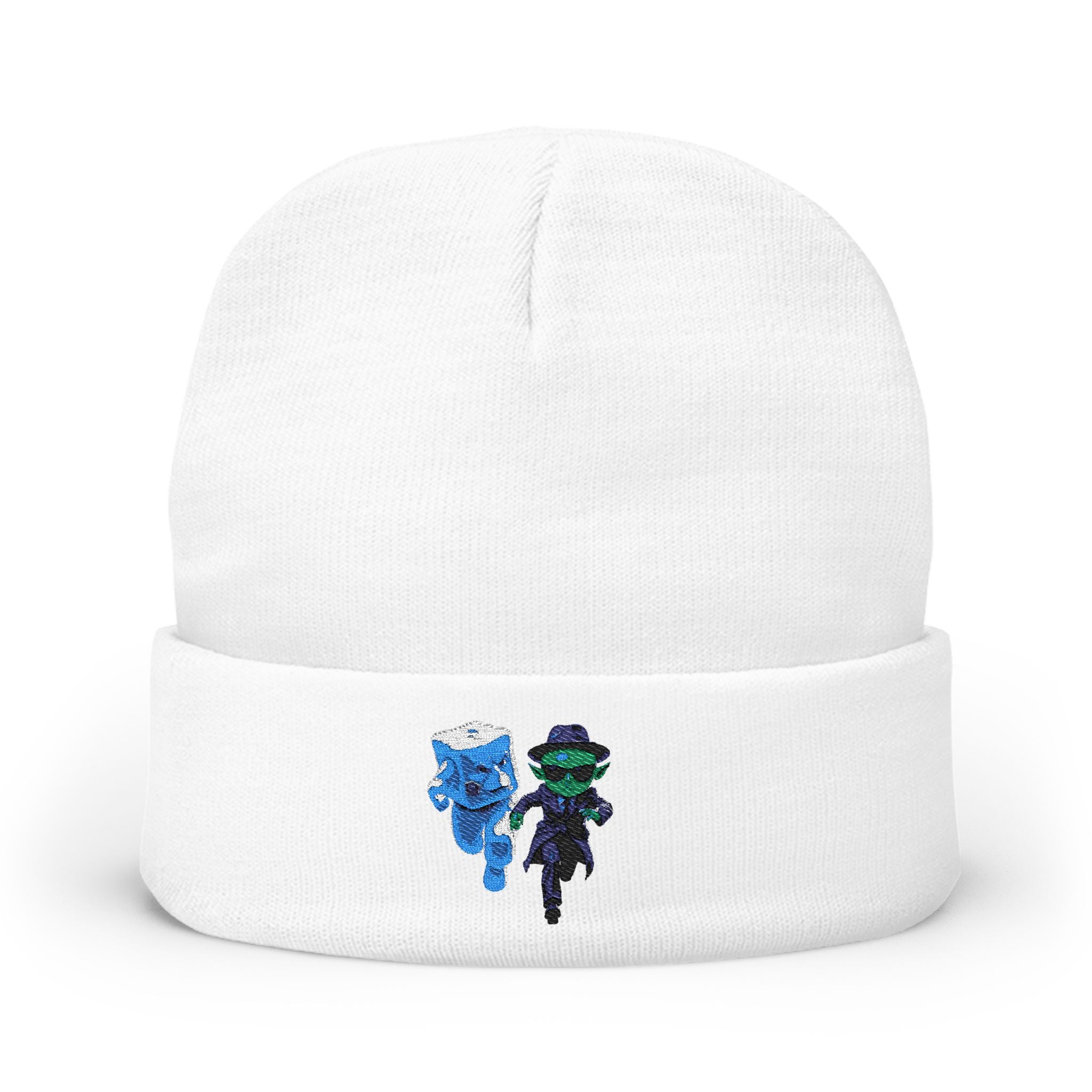 Alien Ice Knit Beanie, Embroidered Winter Hat