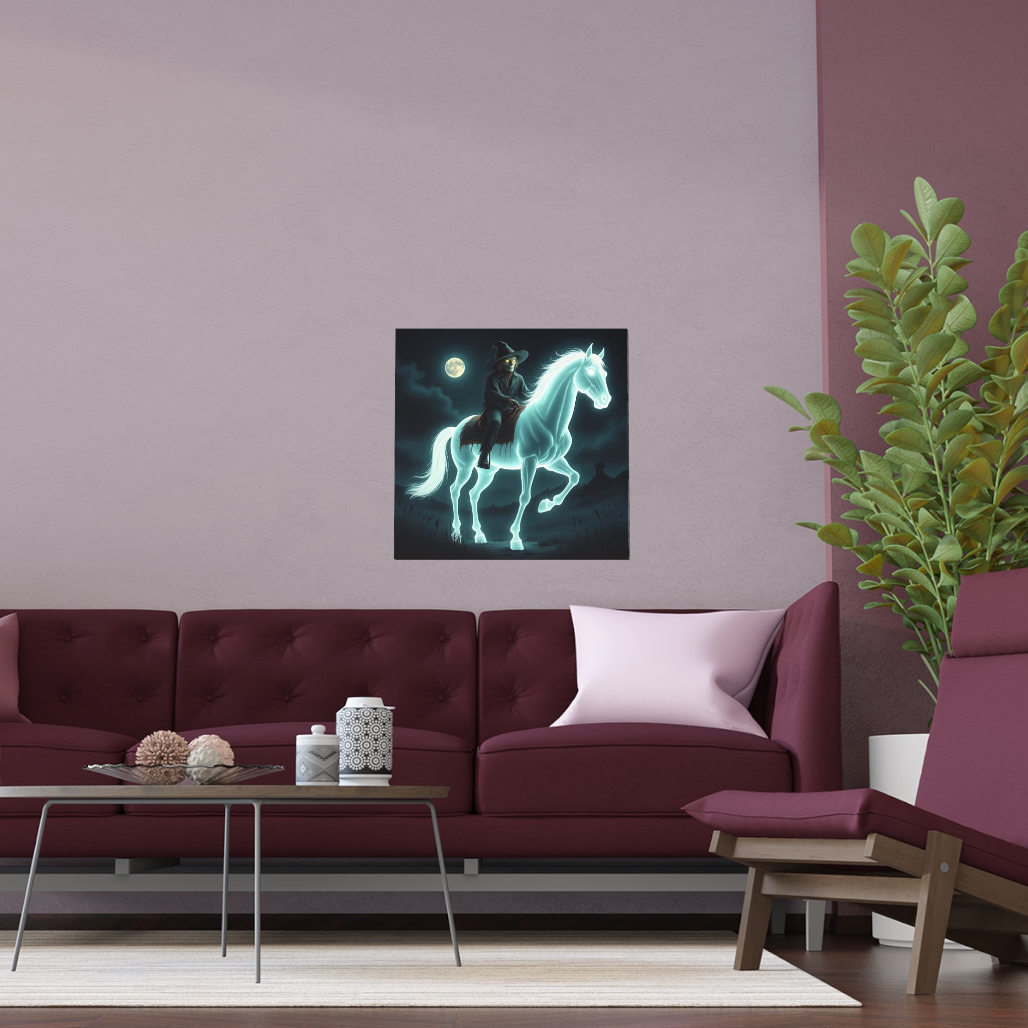 Mystical Wizard Horse Silk Poster, Home Decor, Halloween Art, Wall Art, Gift for Horse Lovers, Indoor and Outdoor Decoration