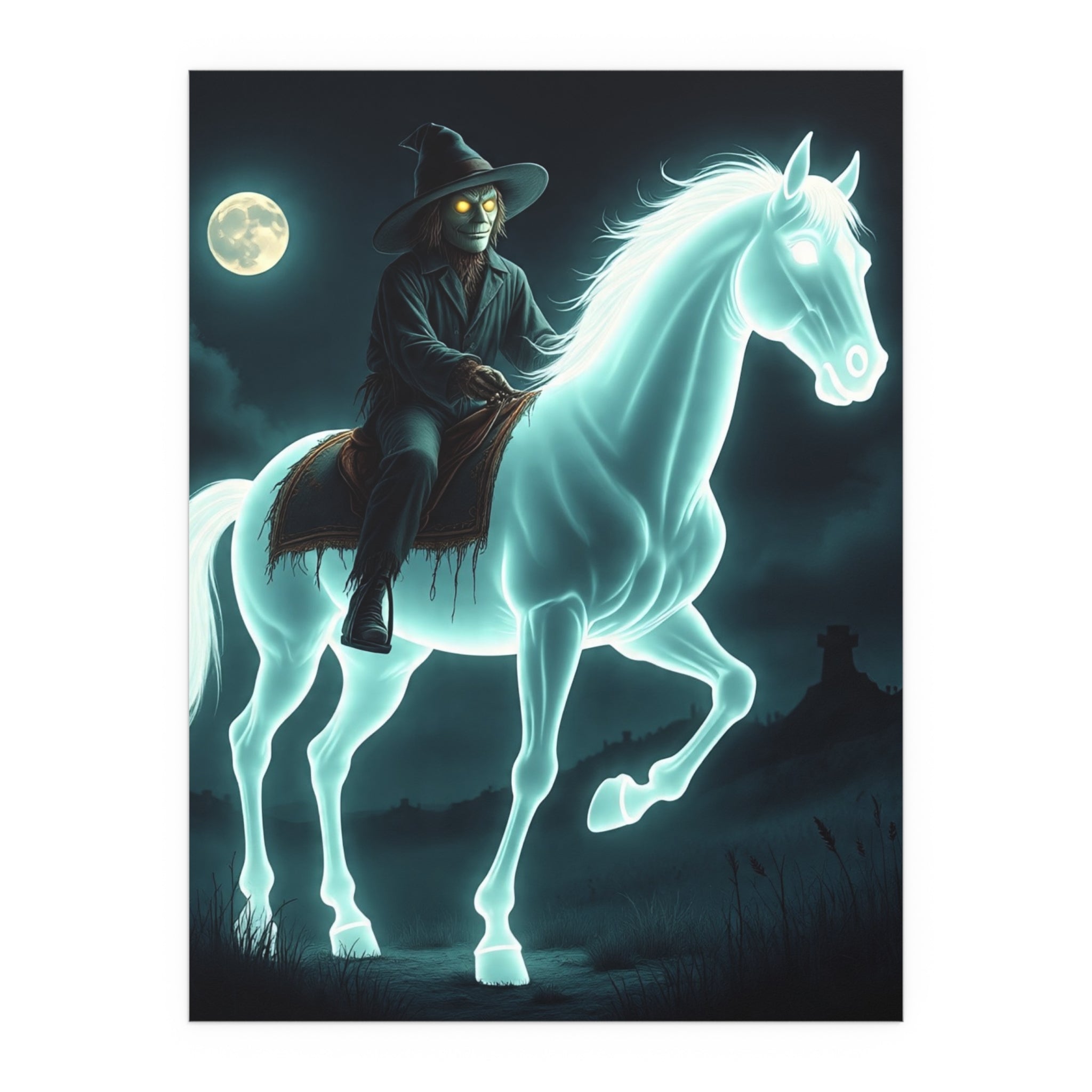 Mystical Wizard Horse Silk Poster, Home Decor, Halloween Art, Wall Art, Gift for Horse Lovers, Indoor and Outdoor Decoration